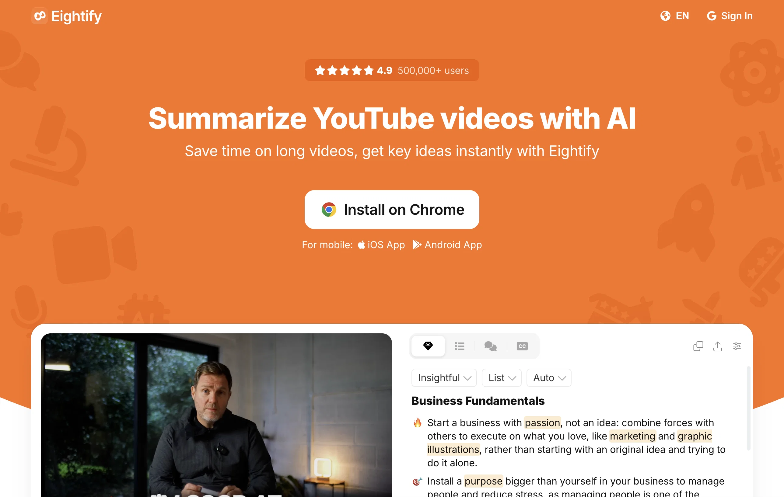 Eightify screenshot