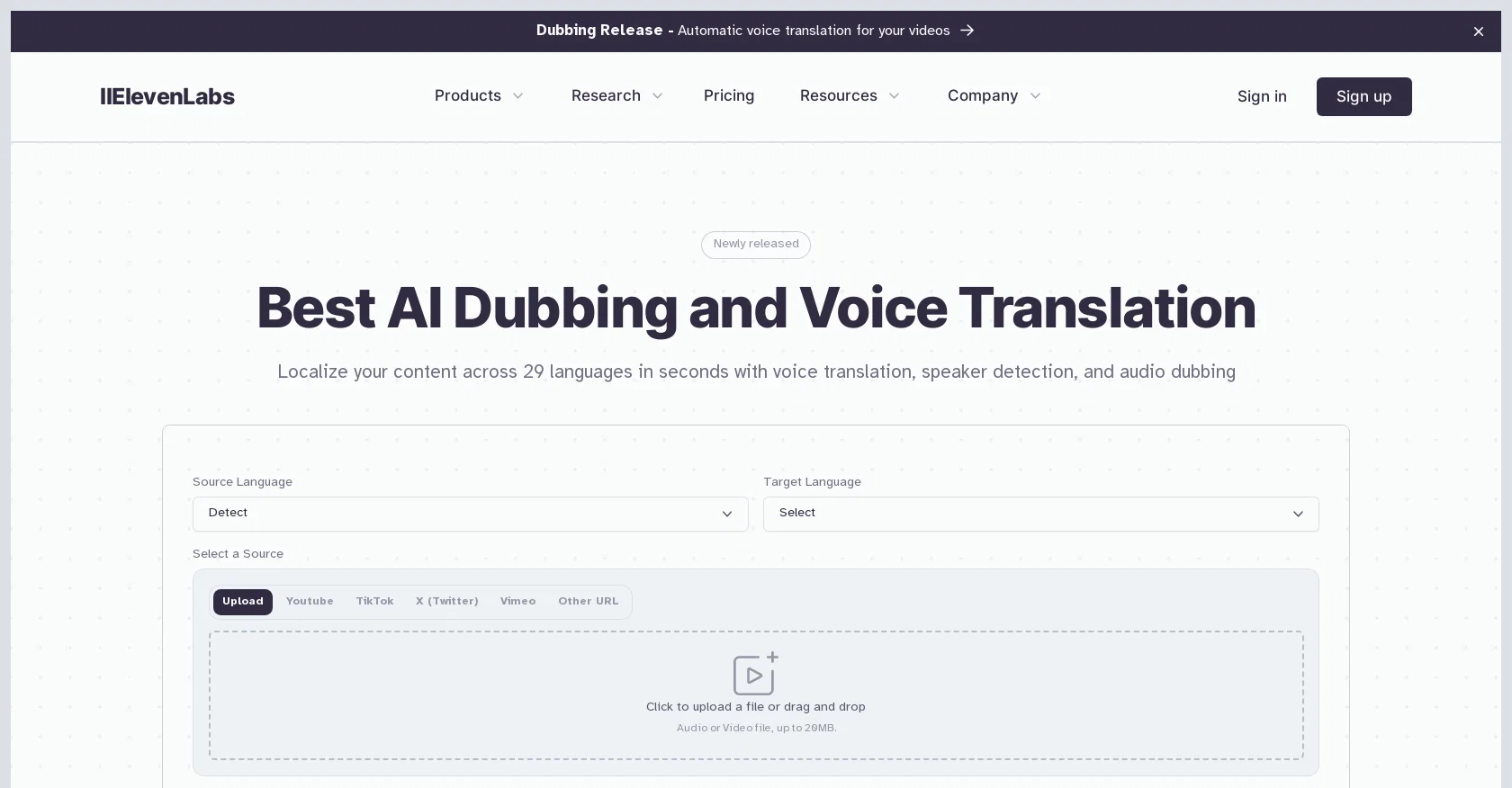 ElevenLabs Dubbing screenshot
