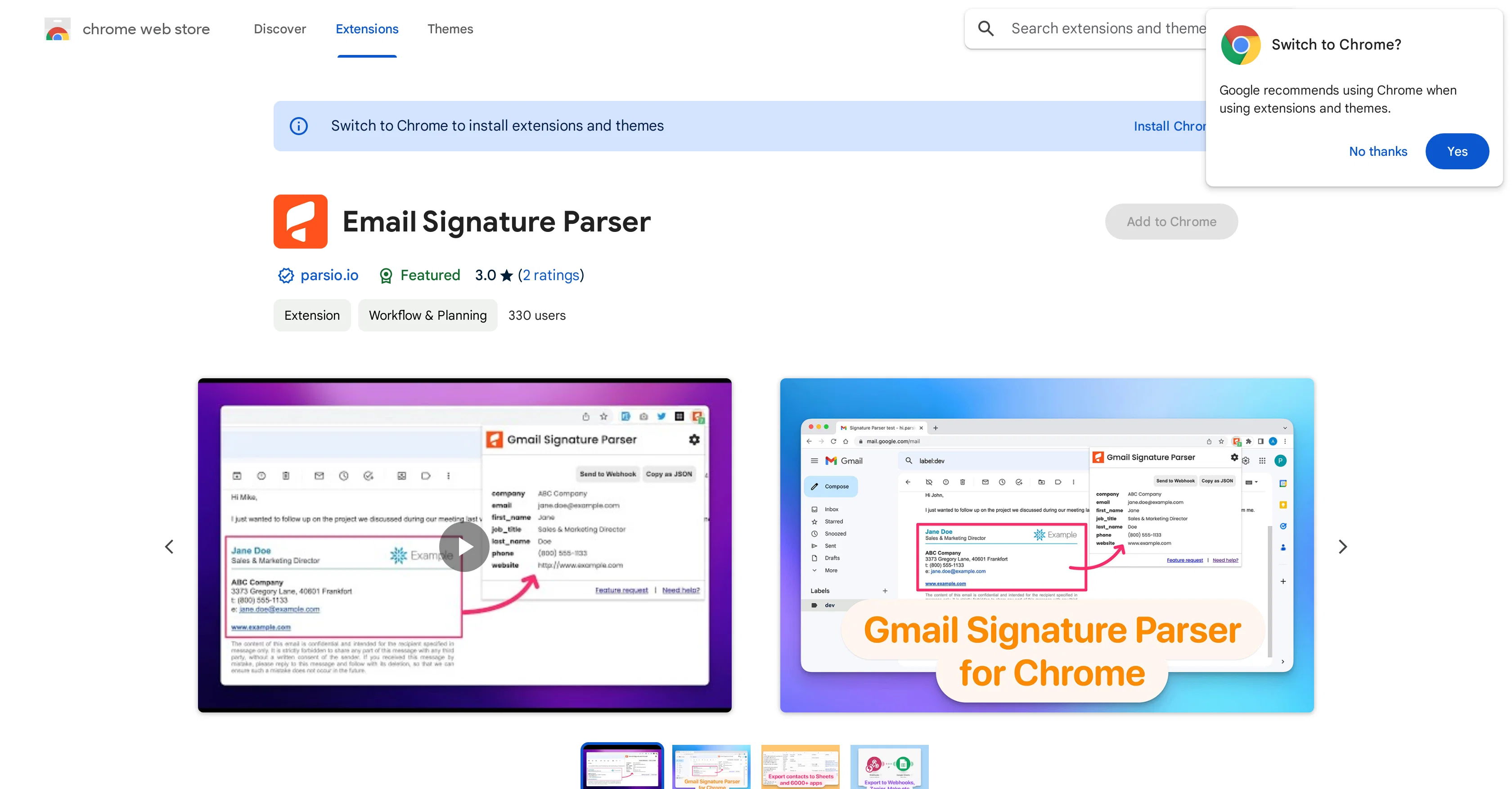 Email Signature Parser screenshot