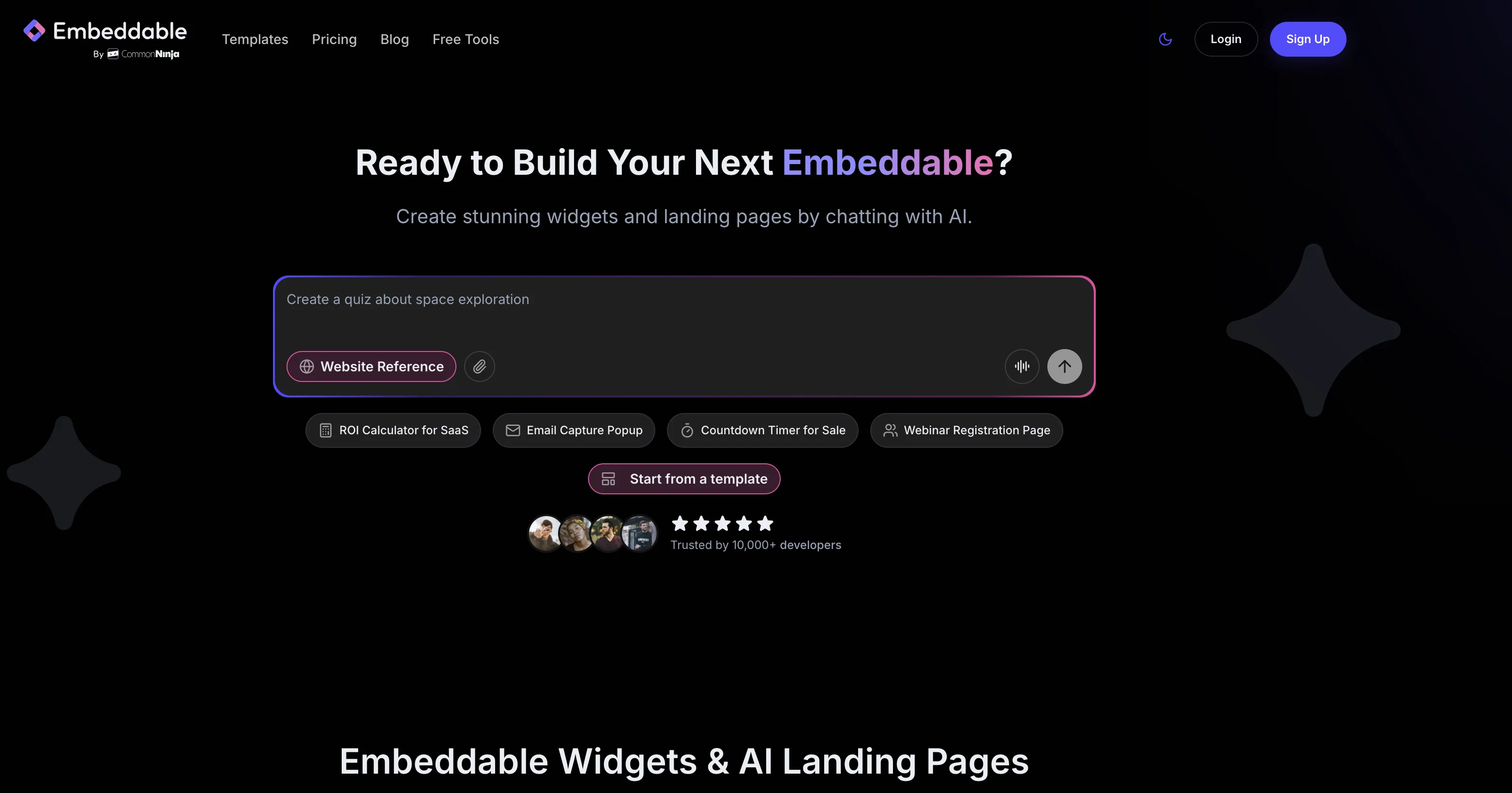 Embeddable screenshot