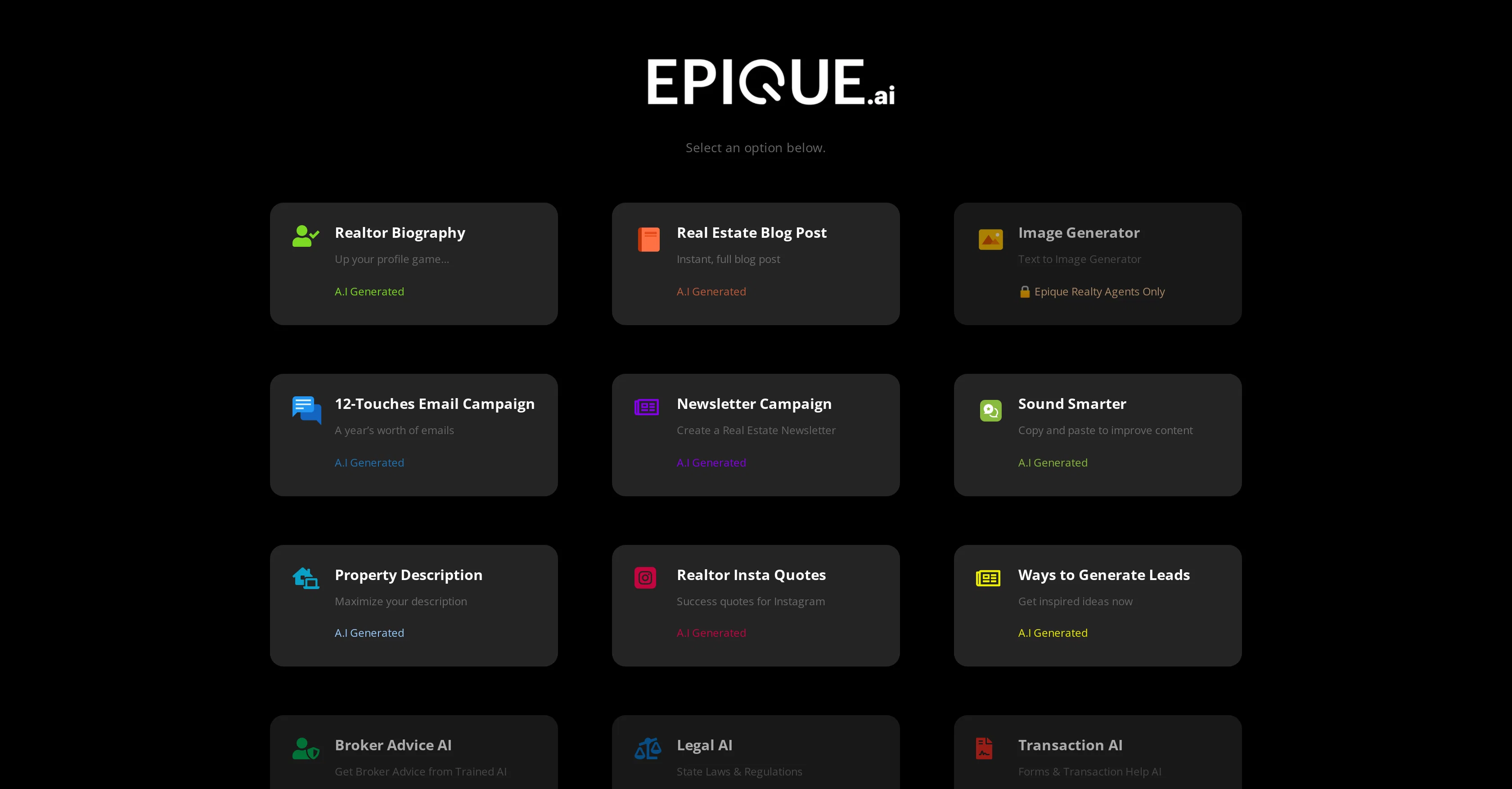 Epique AI screenshot