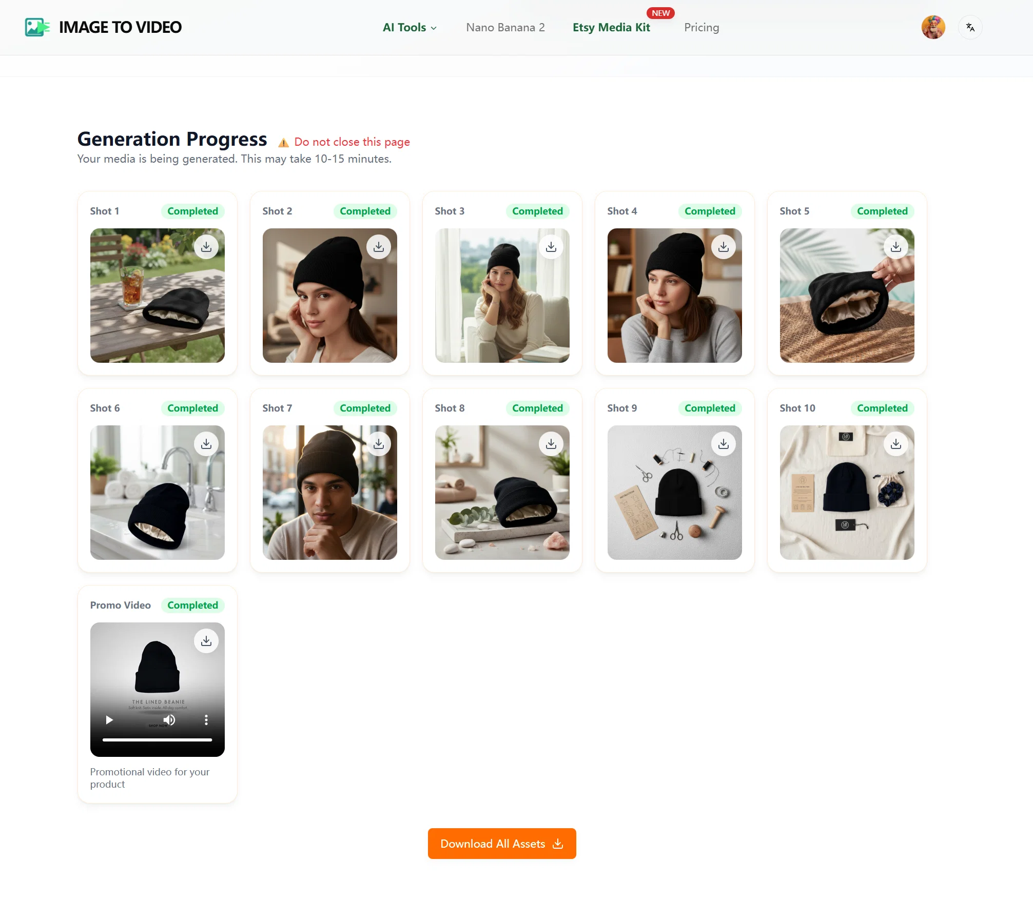 Best Etsy Media Kit Generator - Image-To-Video.app screenshot