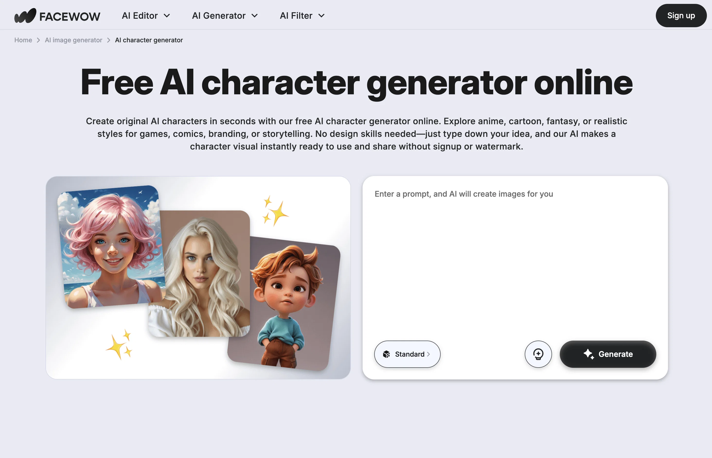 Facewow screenshot