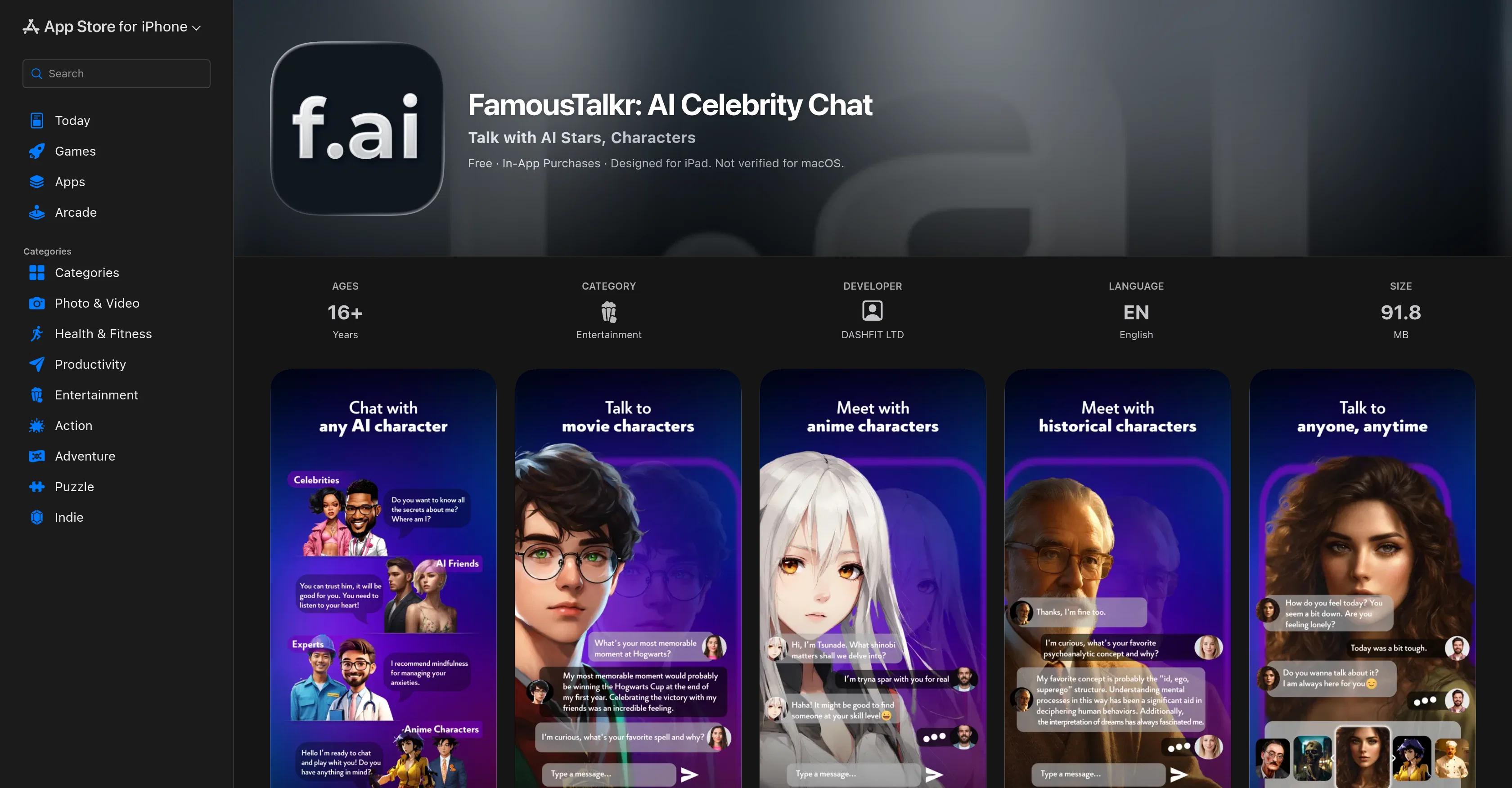FamousTalkr screenshot