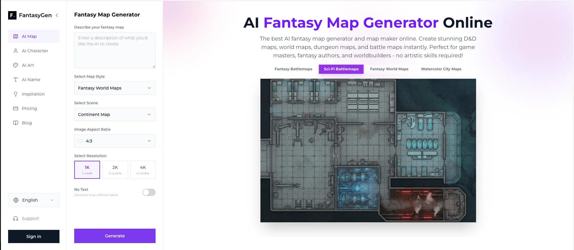 FantasyGen - AI Fantasy Map Generator screenshot