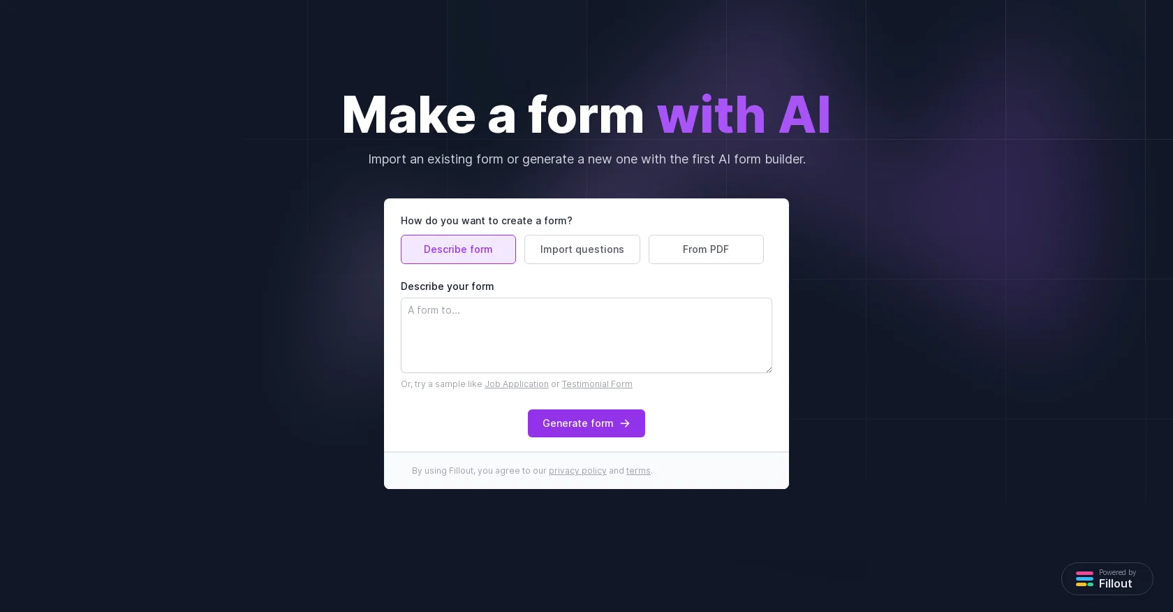 Fillout screenshot