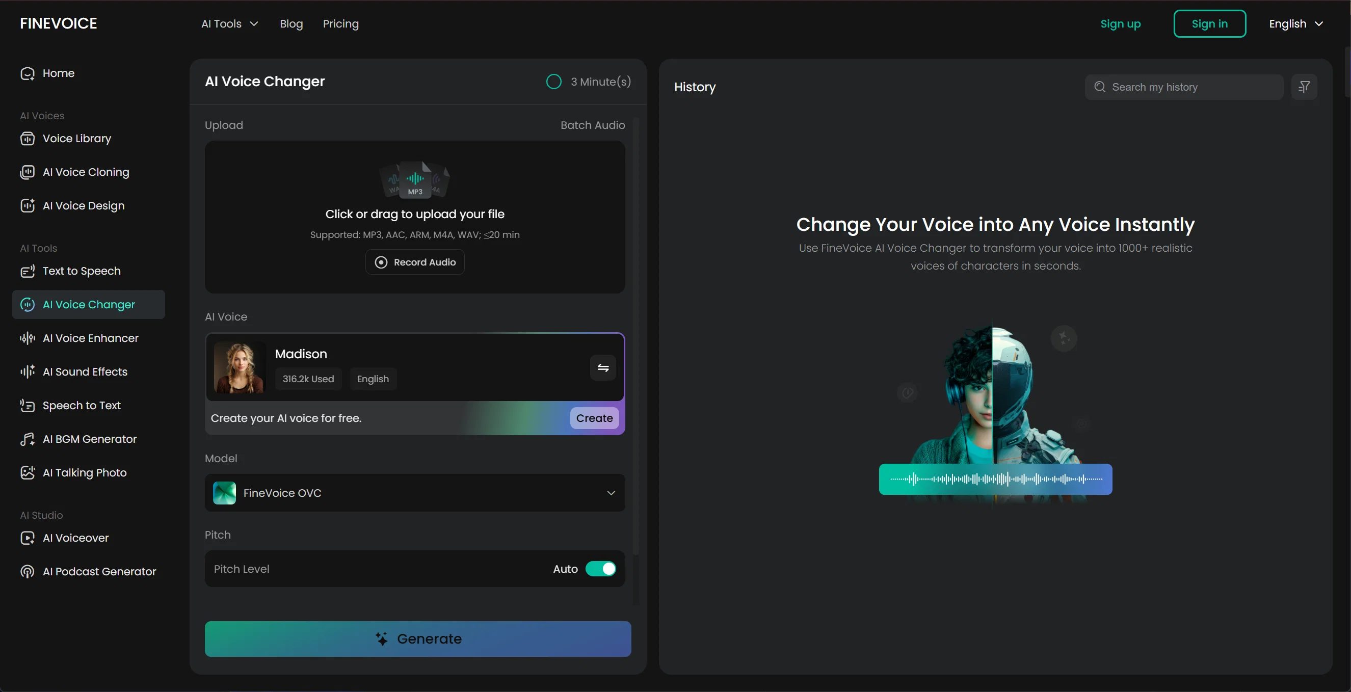 FineVoice AI Voice Changer screenshot