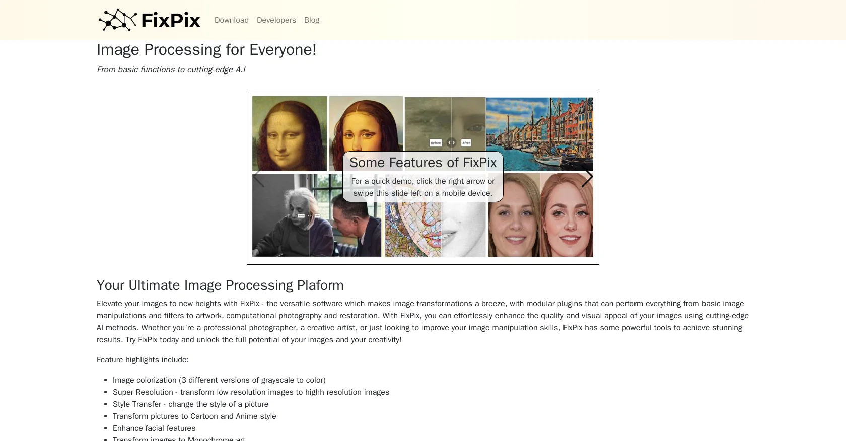 Fixpix screenshot