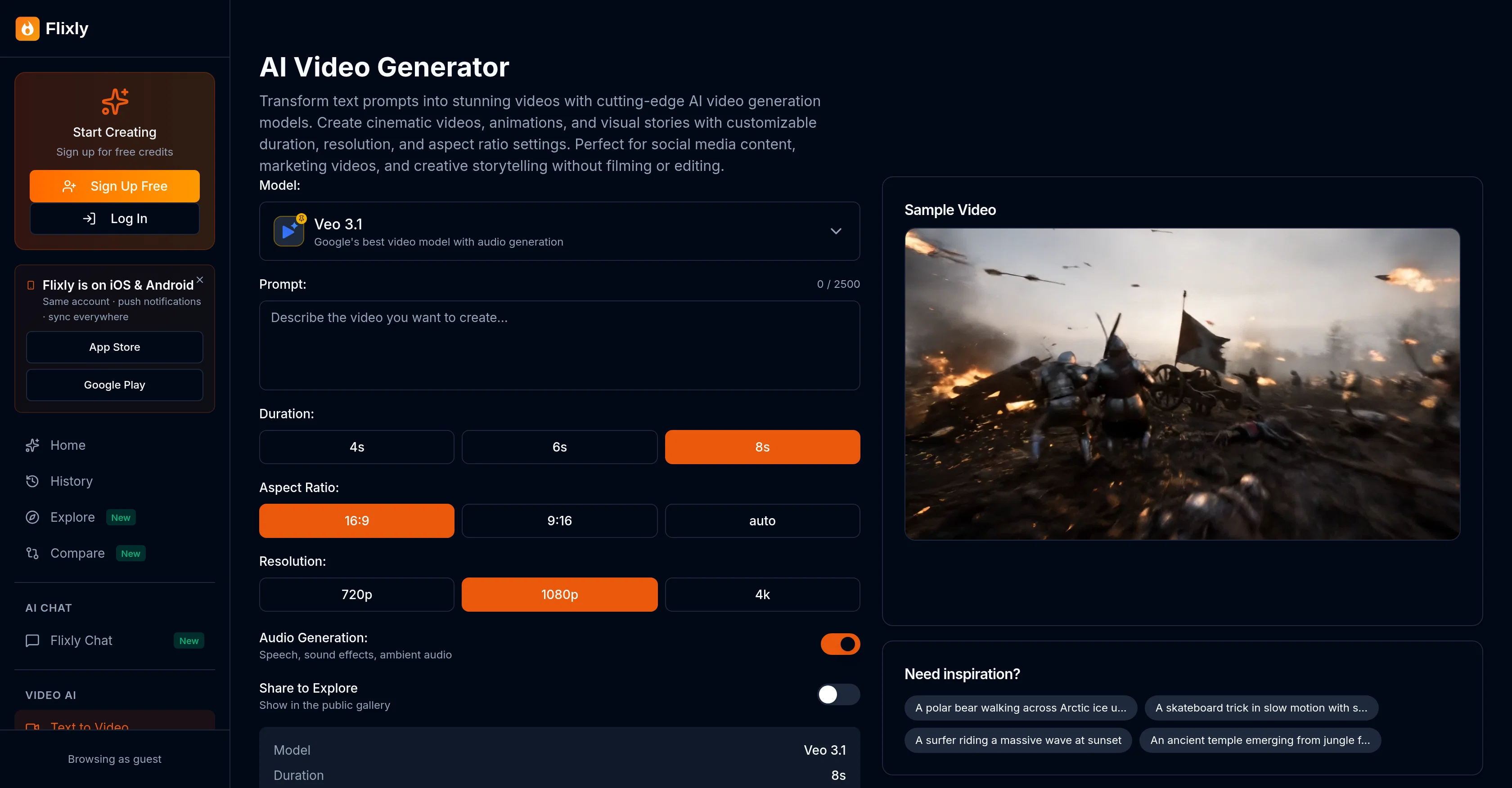 Flixly | Text to Video Generator screenshot