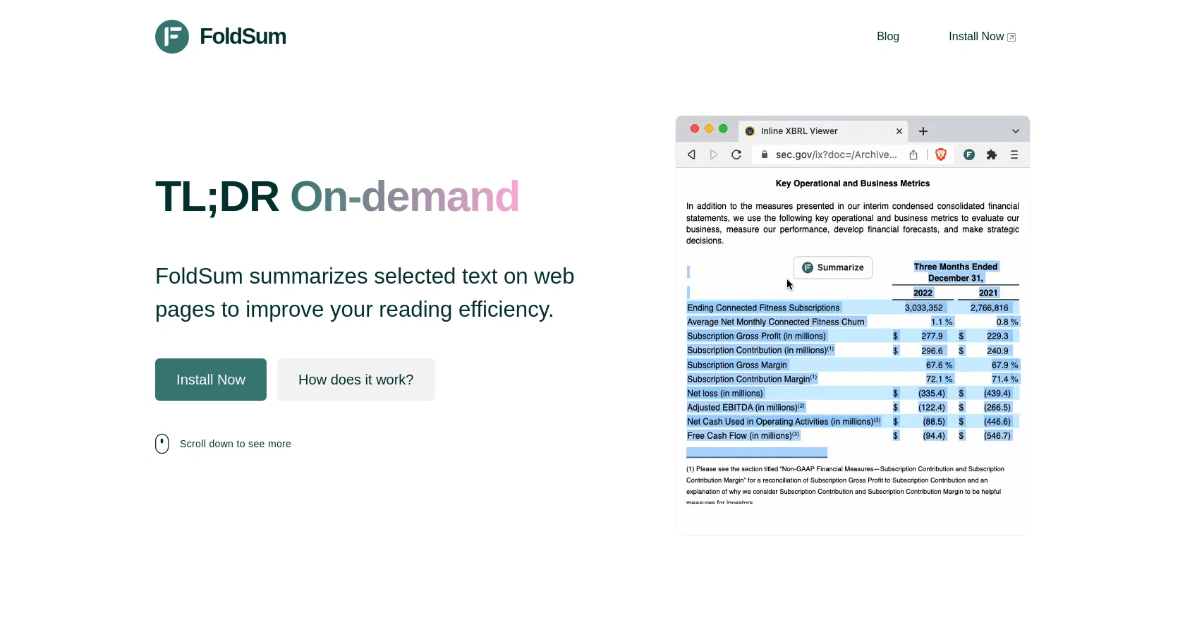 FoldSum screenshot