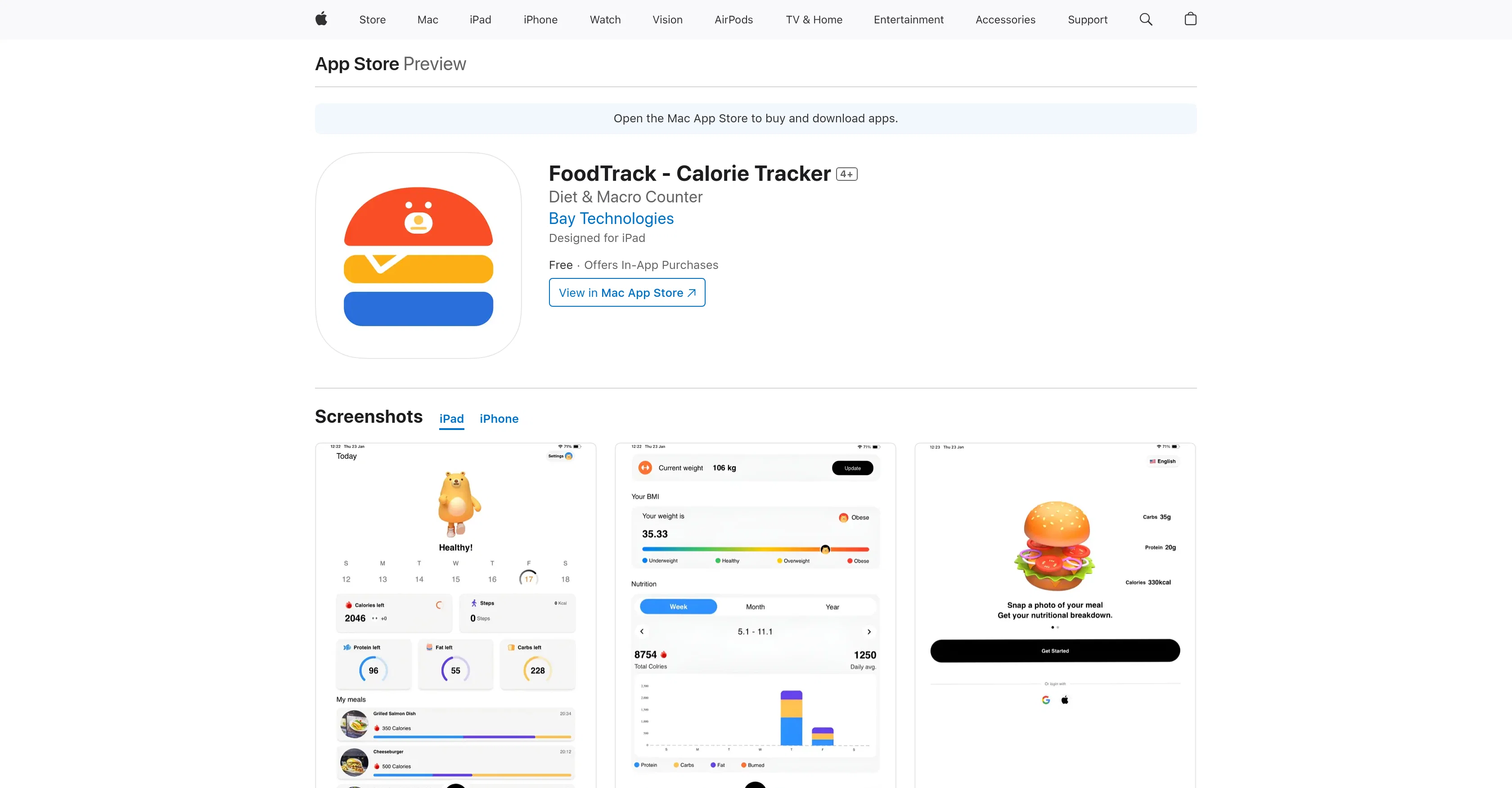FoodTrack - Calorie Tracker screenshot