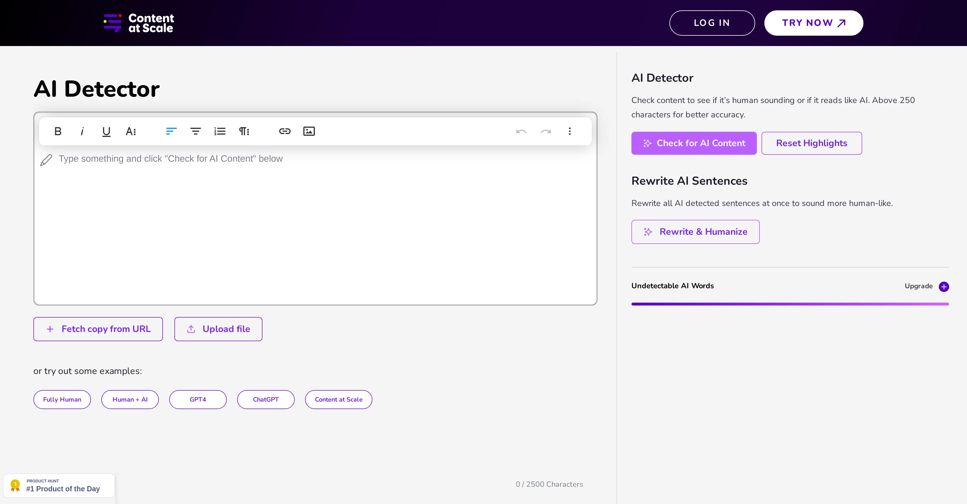 Free AI Detector by ContentAtScale screenshot