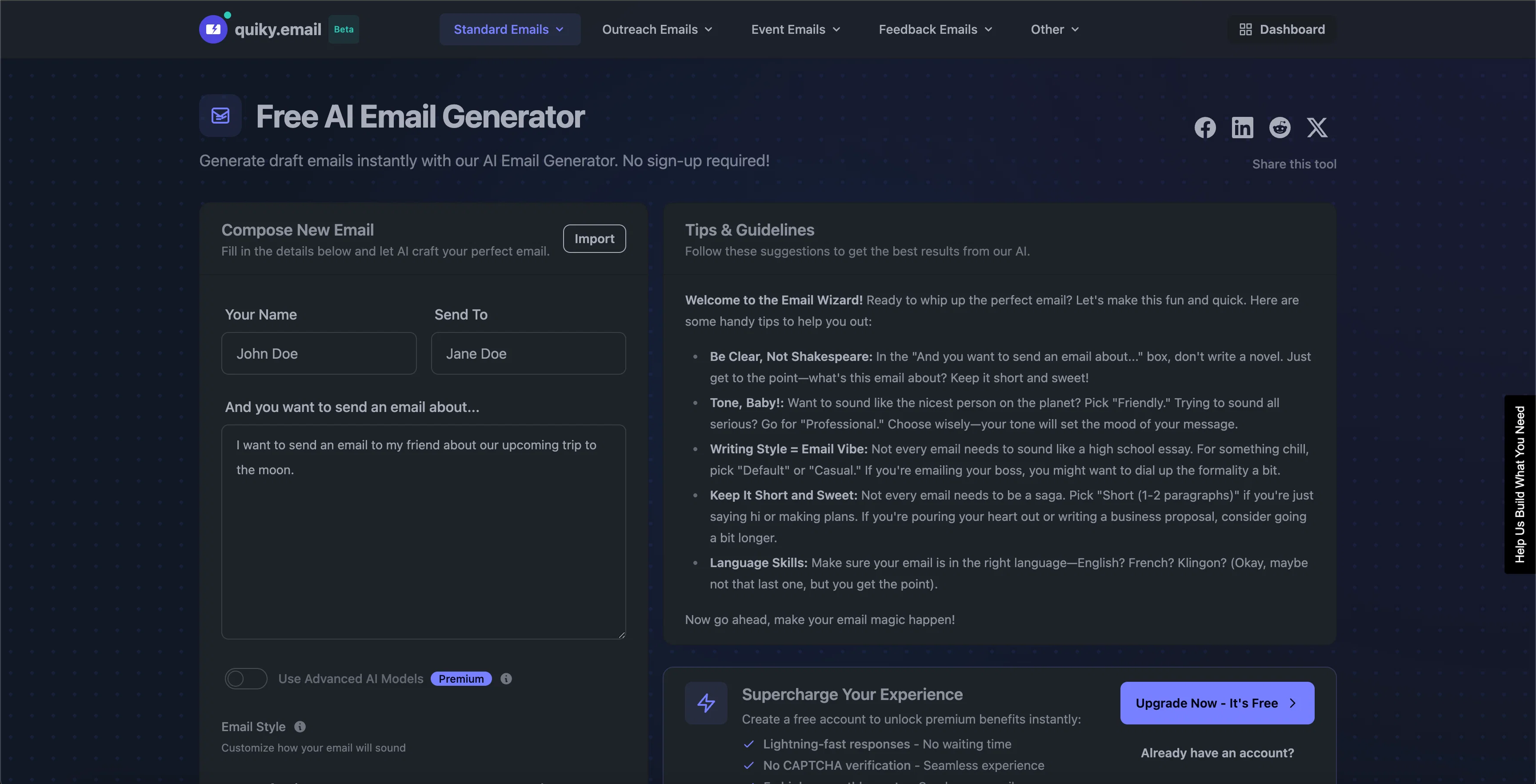Quiky.email screenshot