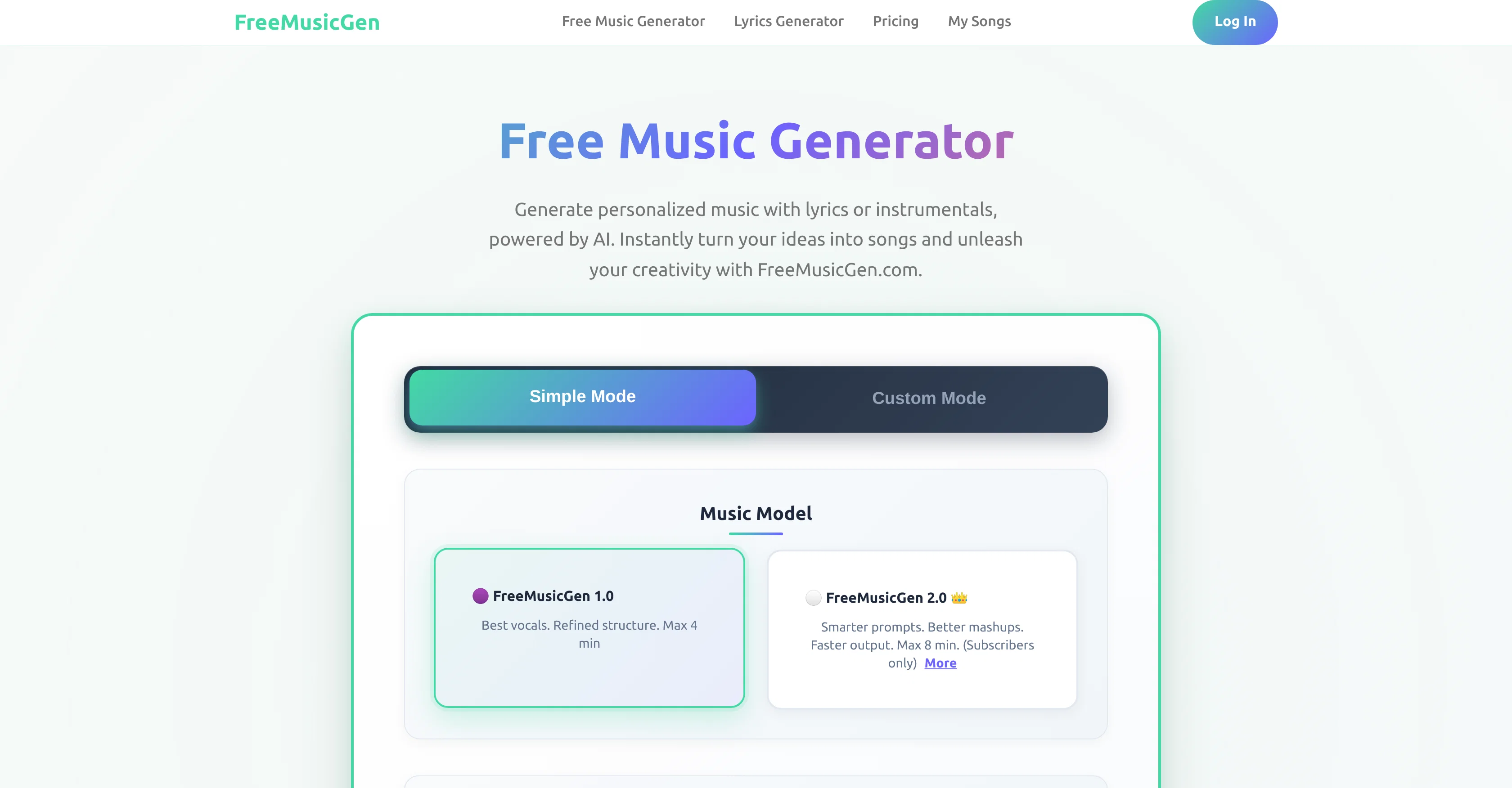 FreeMusicGen screenshot