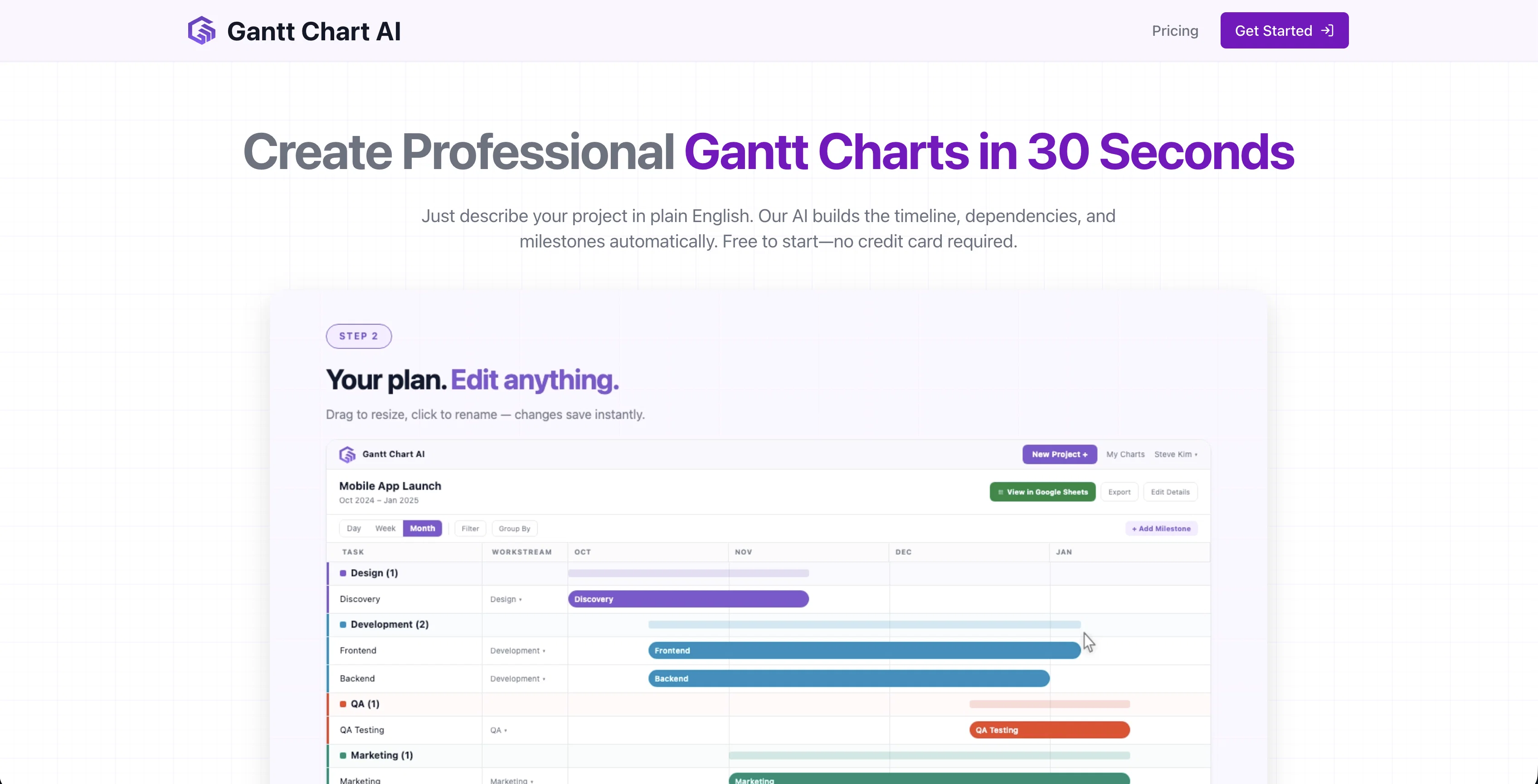 Gantt Chart AI screenshot