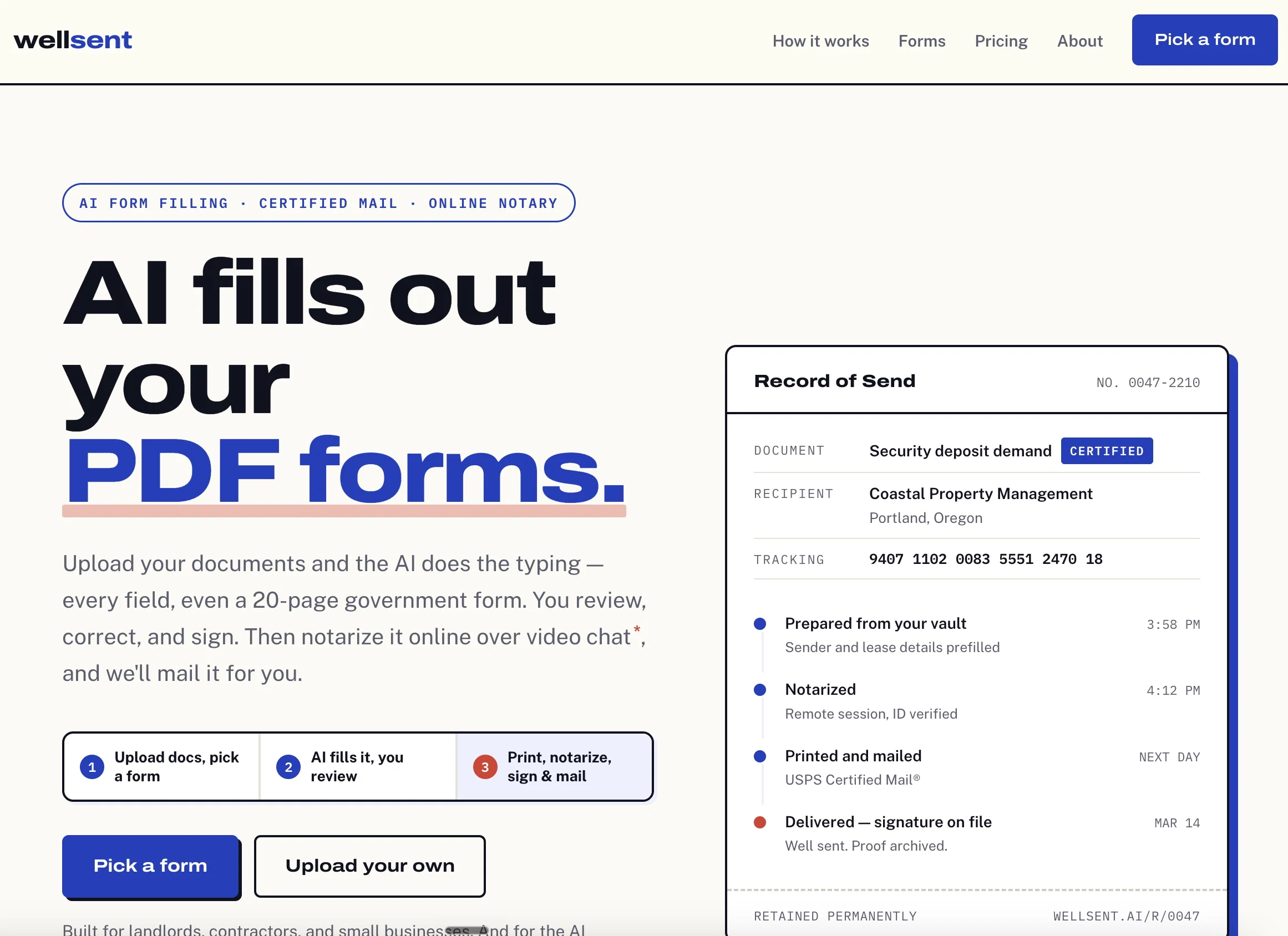 Wellsent — Your forms, filled and filed.v3.0.0 screenshot
