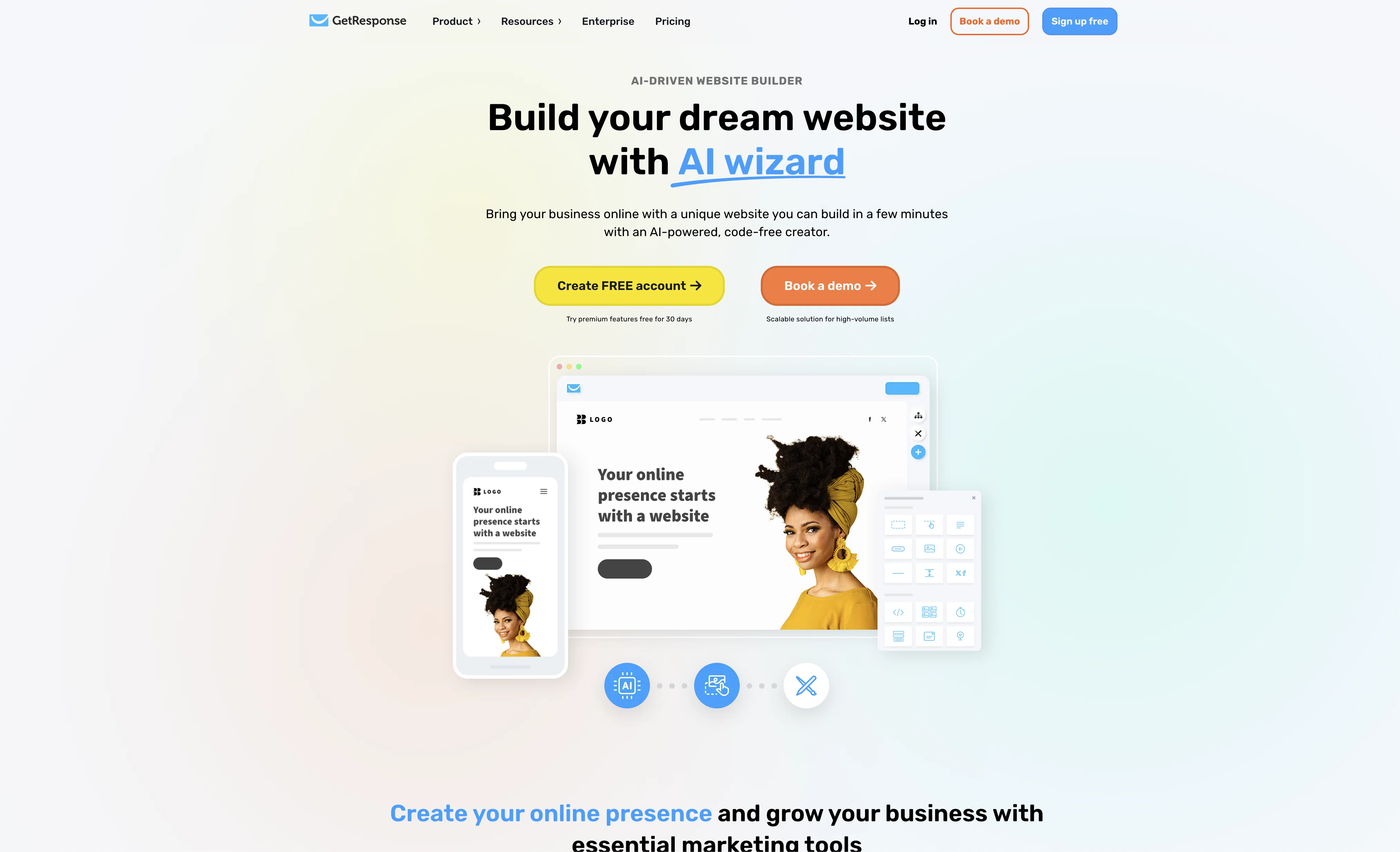 GetResponse AI Website Builder screenshot