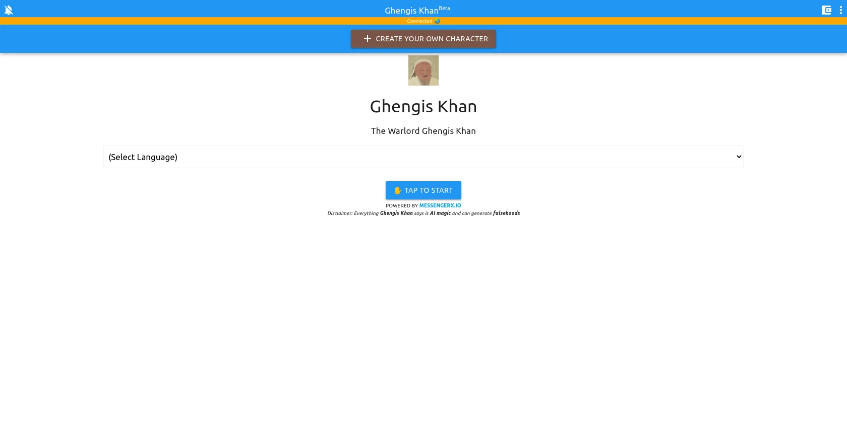 Ghengis Khan chatbot screenshot