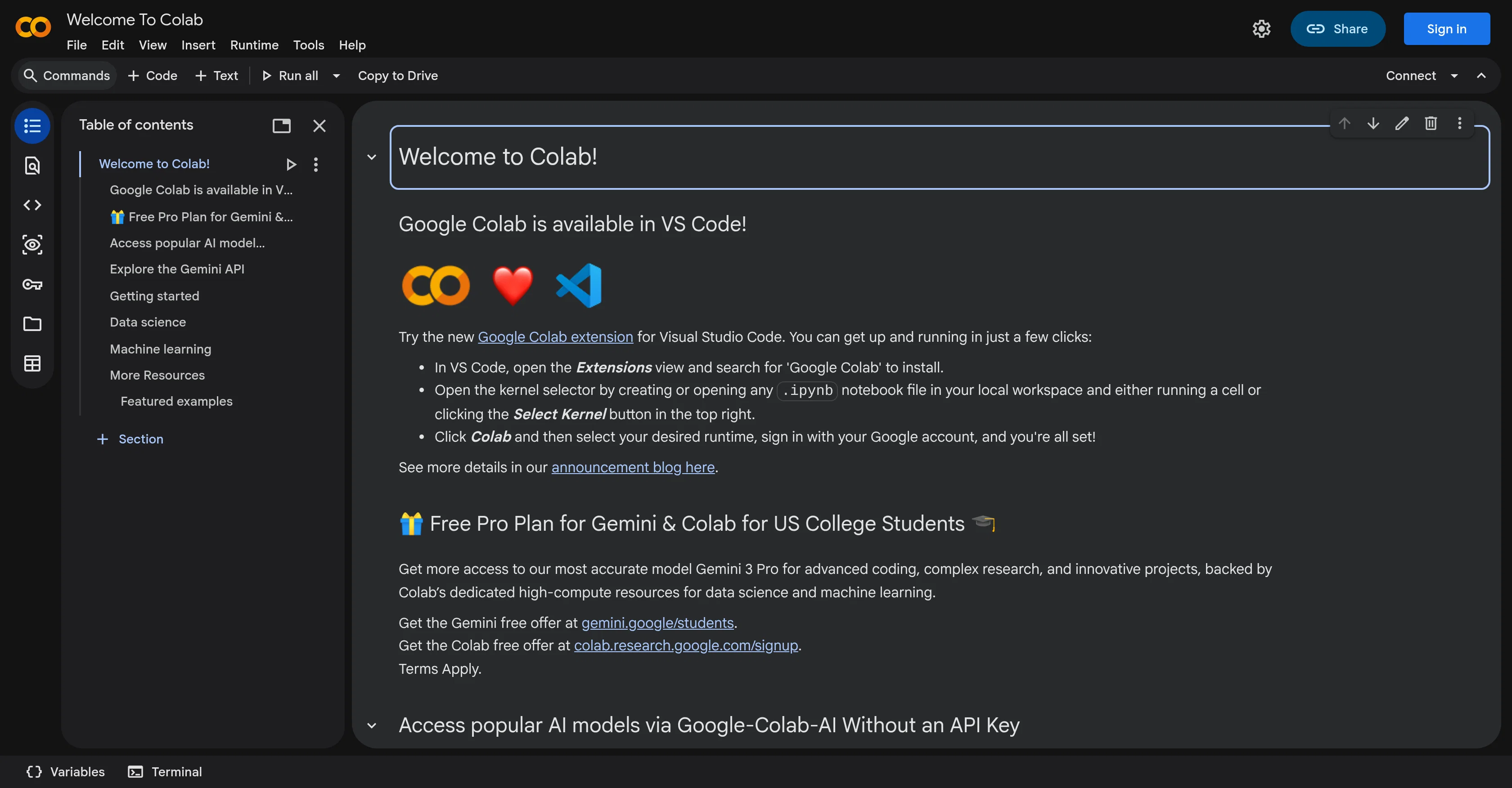 Google Colab screenshot