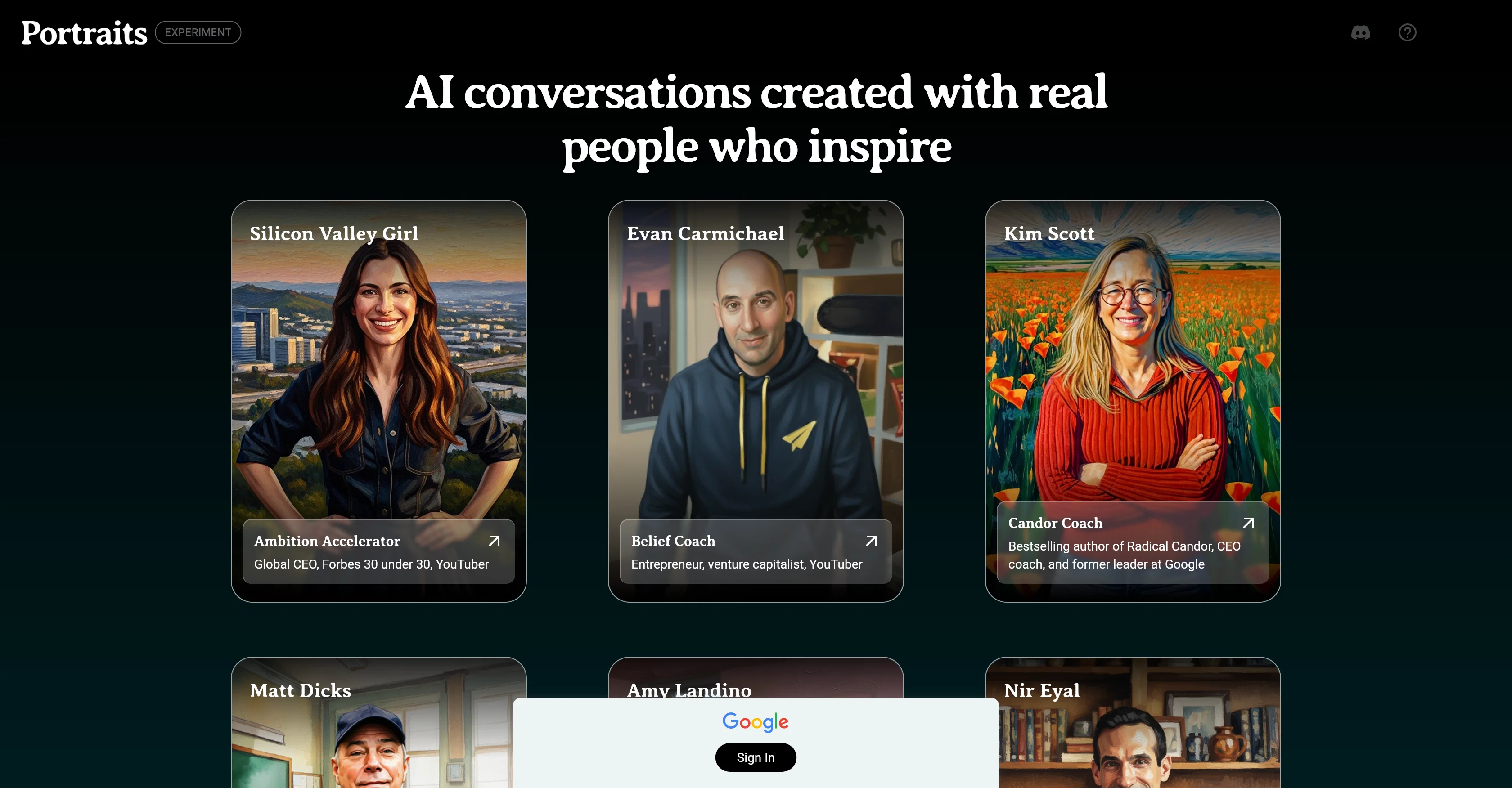 Google Portraits screenshot