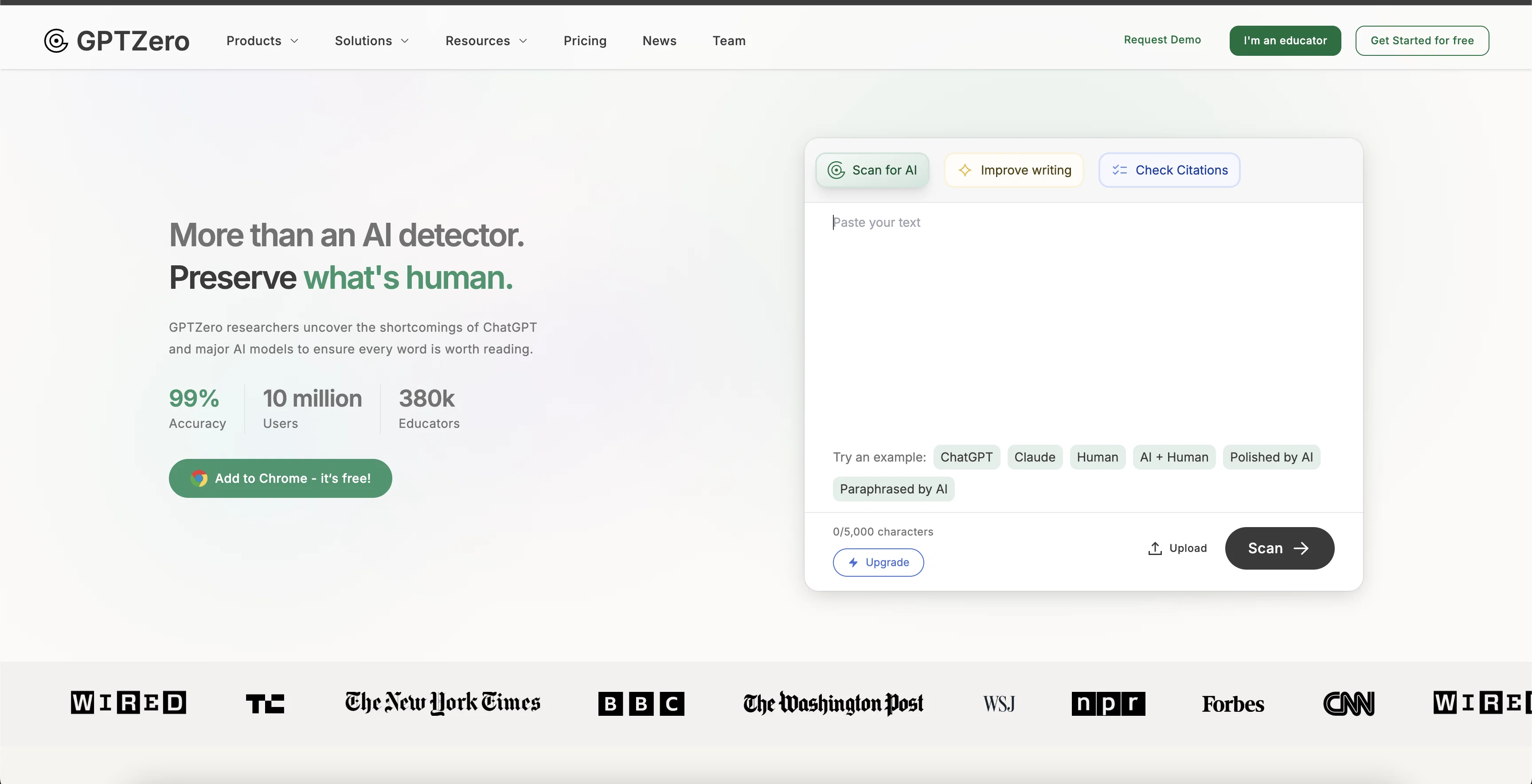 GPTZero screenshot