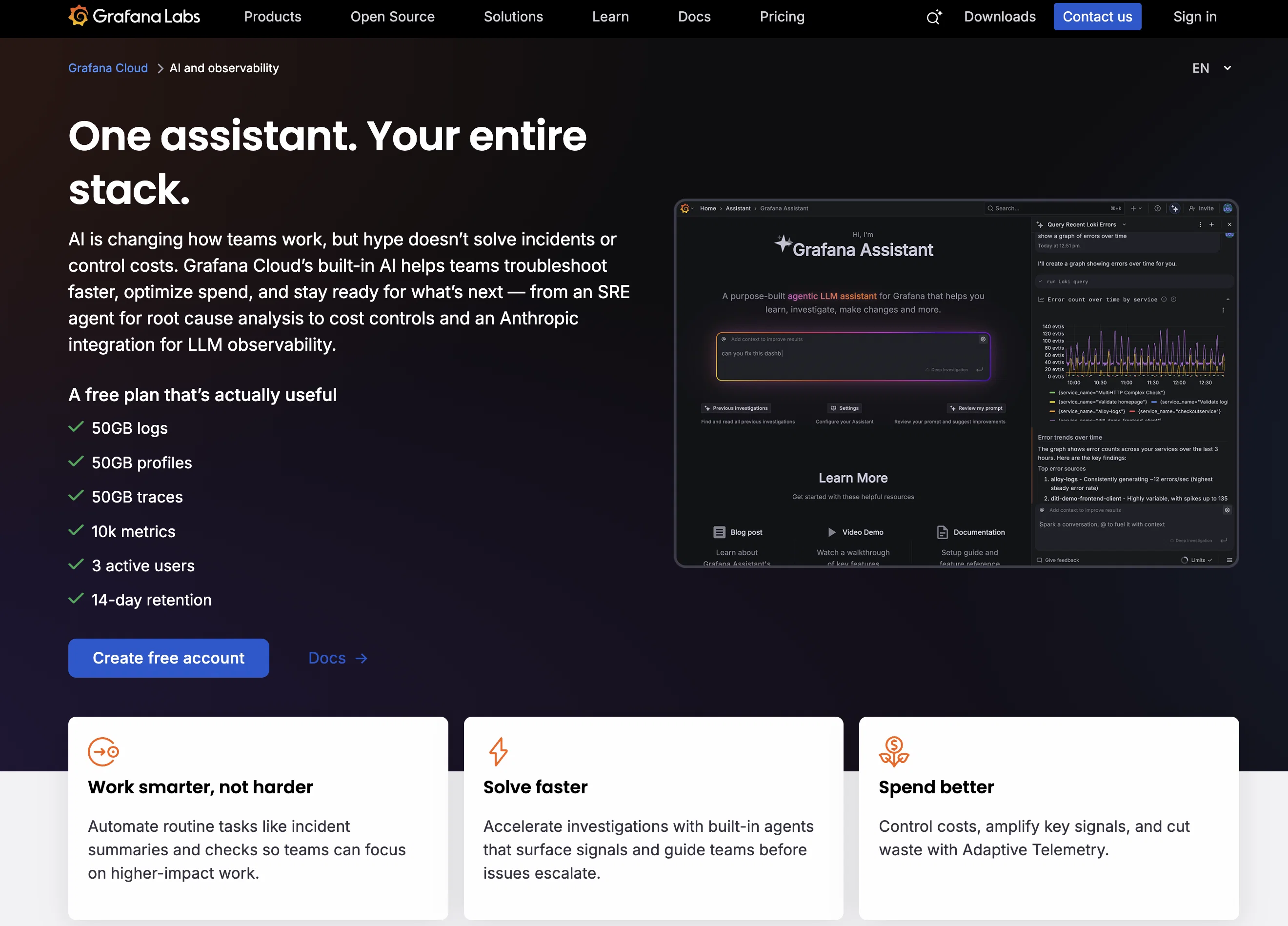 Grafana Assistant screenshot