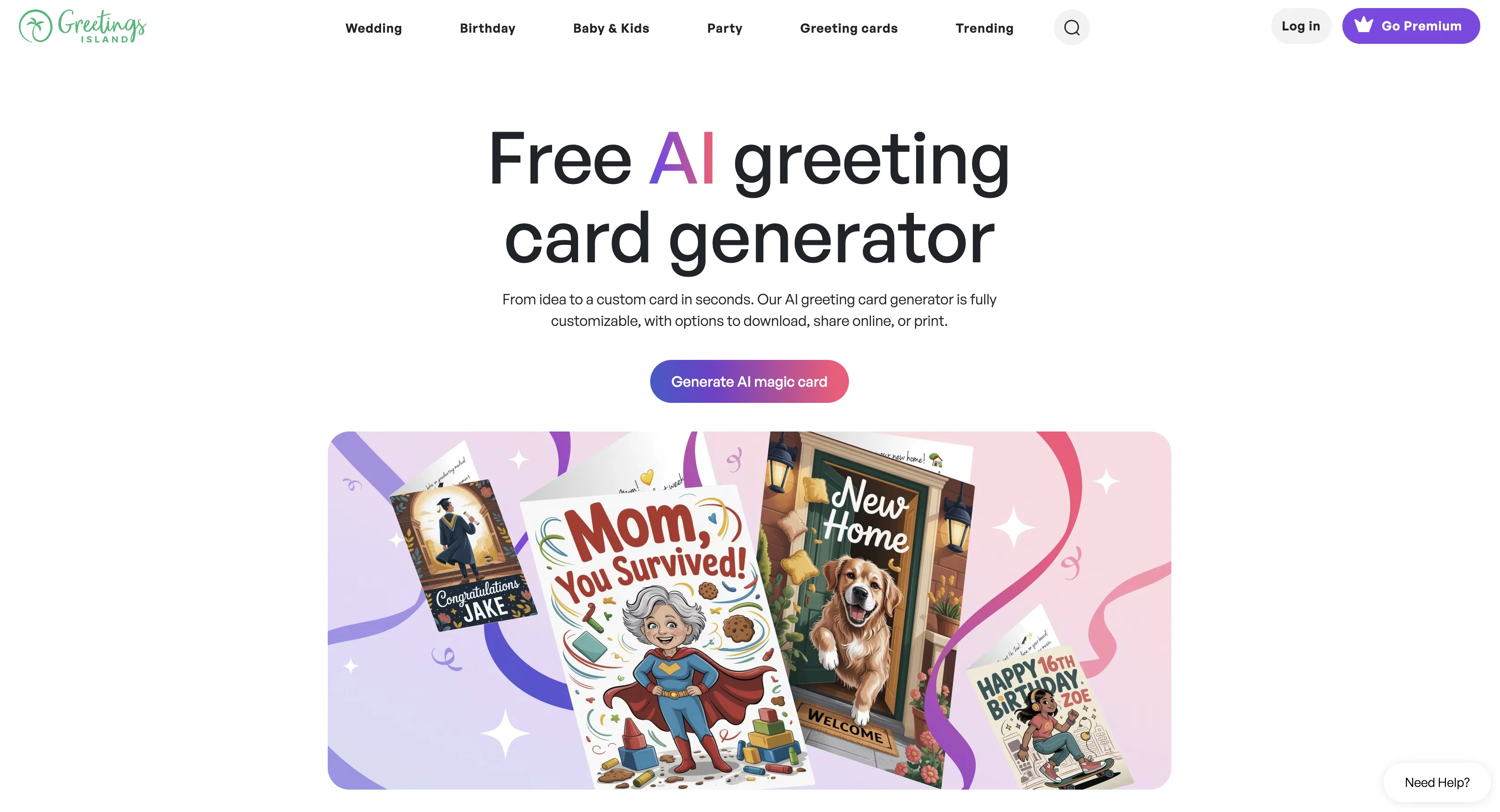 Greetings Island | AI Greeting Card Generator screenshot