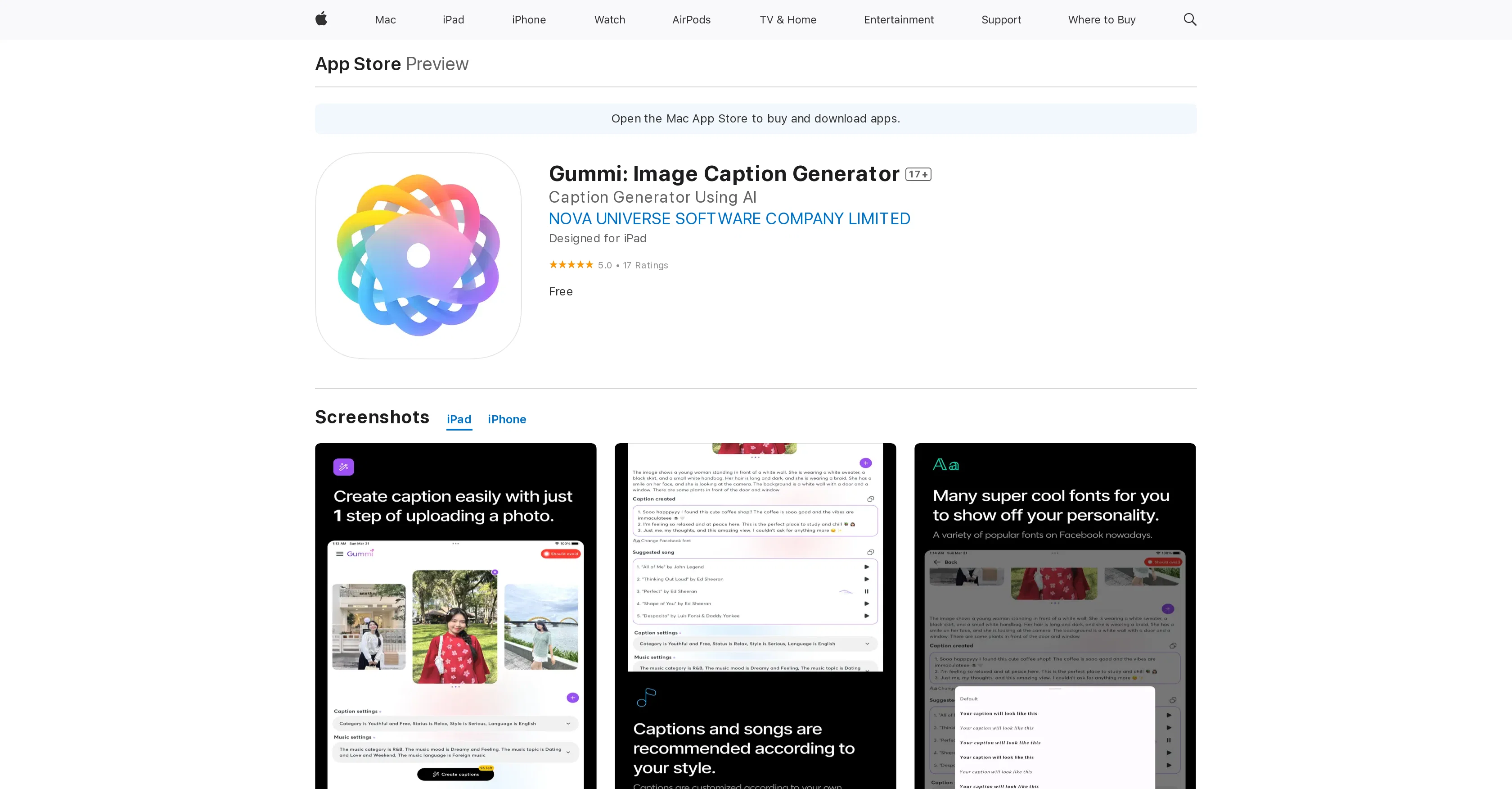 Gummi: Image Caption Generator screenshot