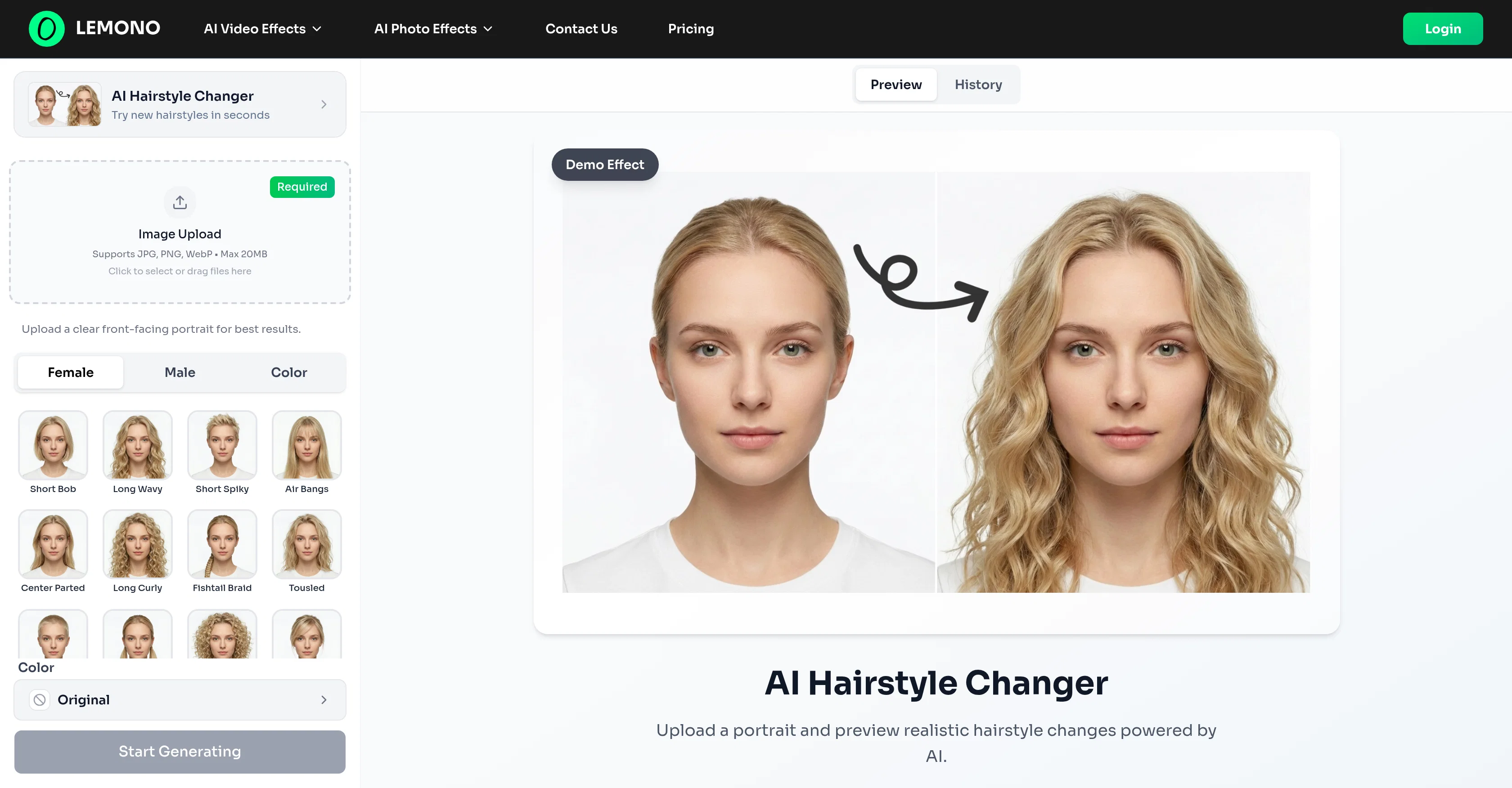 Hairstyle Changer by LEMONO AI screenshot