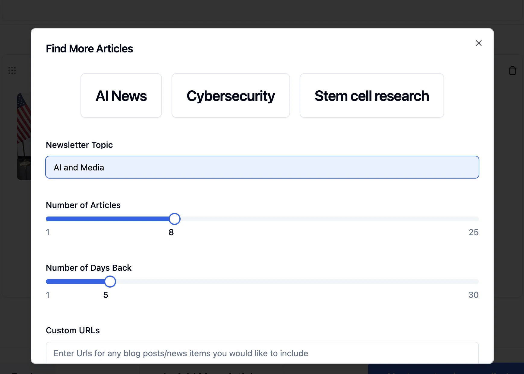 Hana Newsletters screenshot