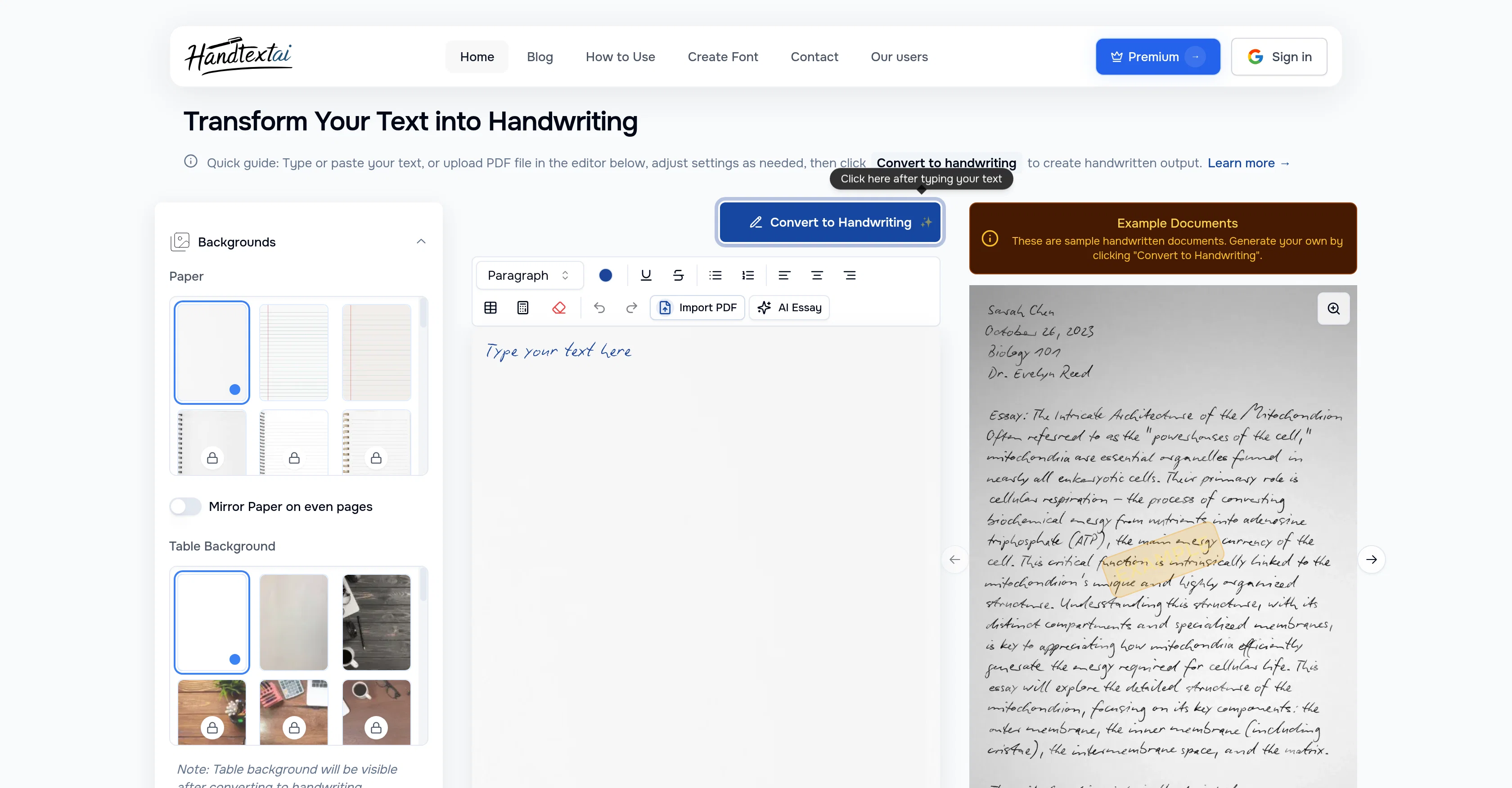 HandtextAI screenshot