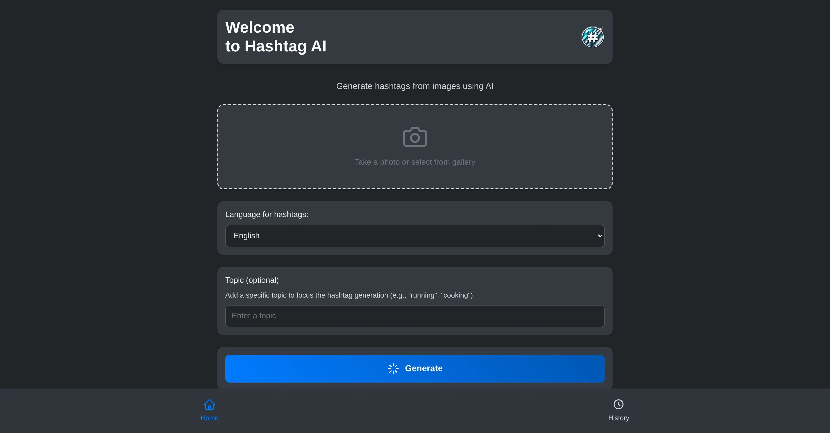 Hashtag AI screenshot