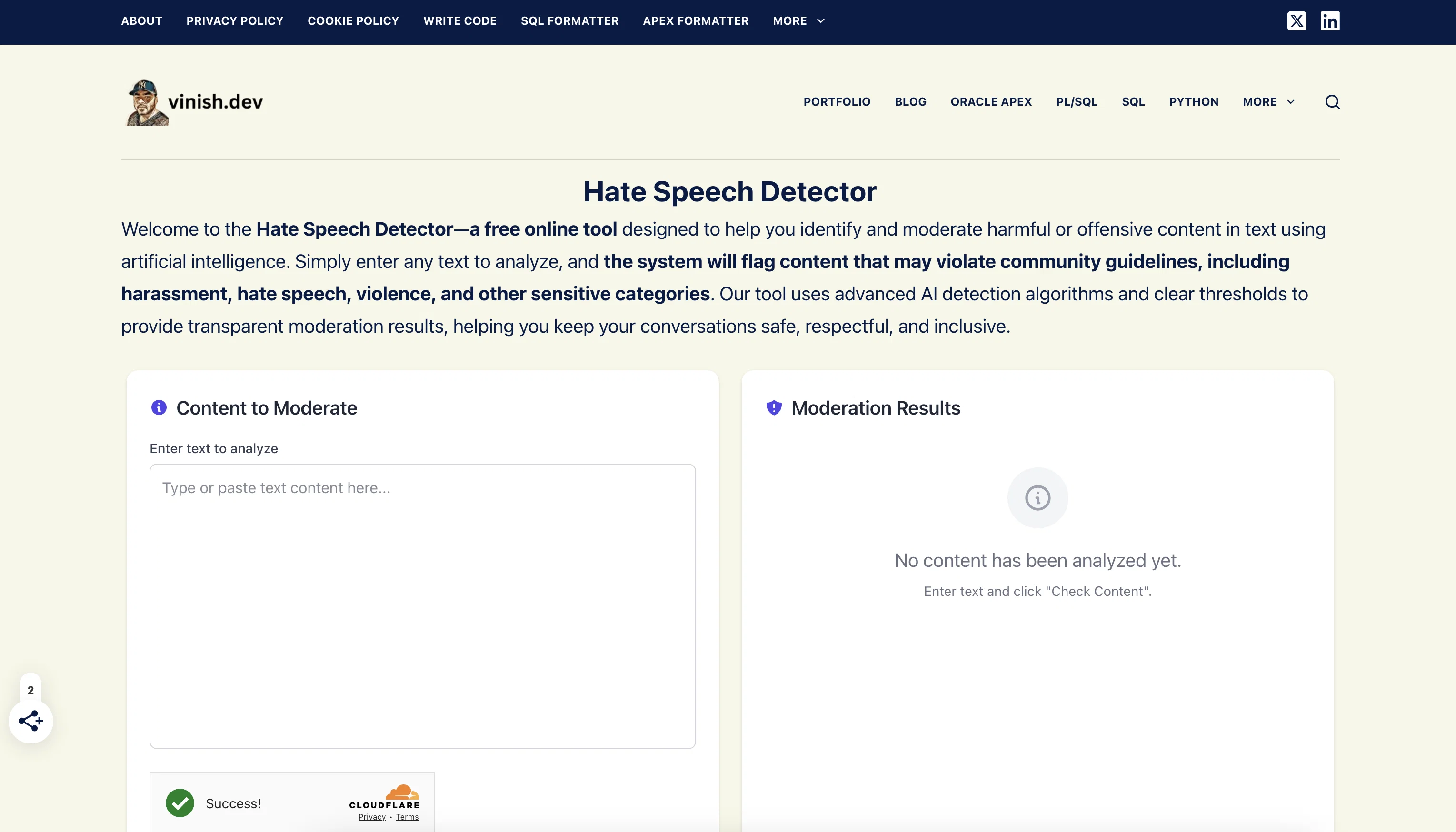 Hate Speech Detector screenshot