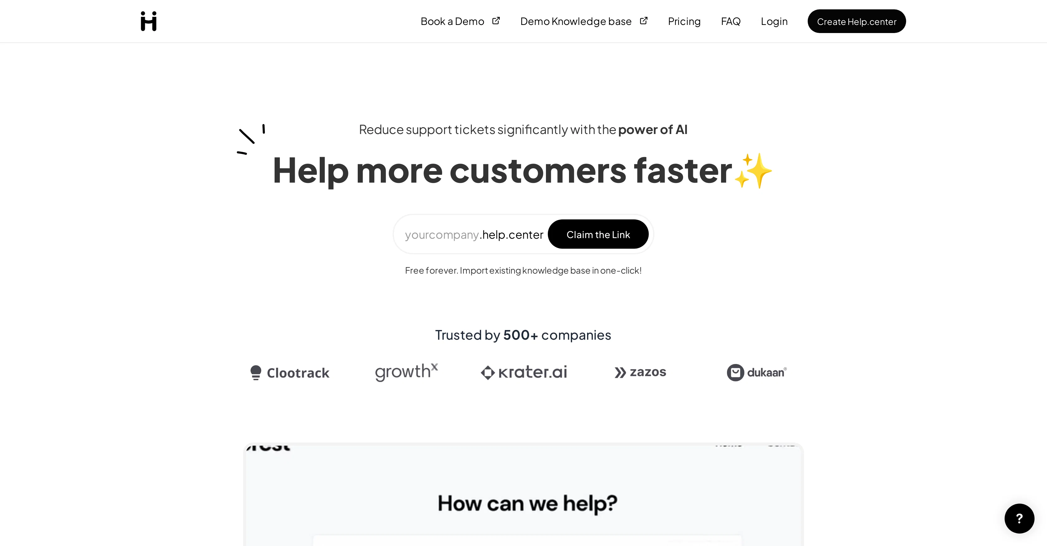 Help Center screenshot