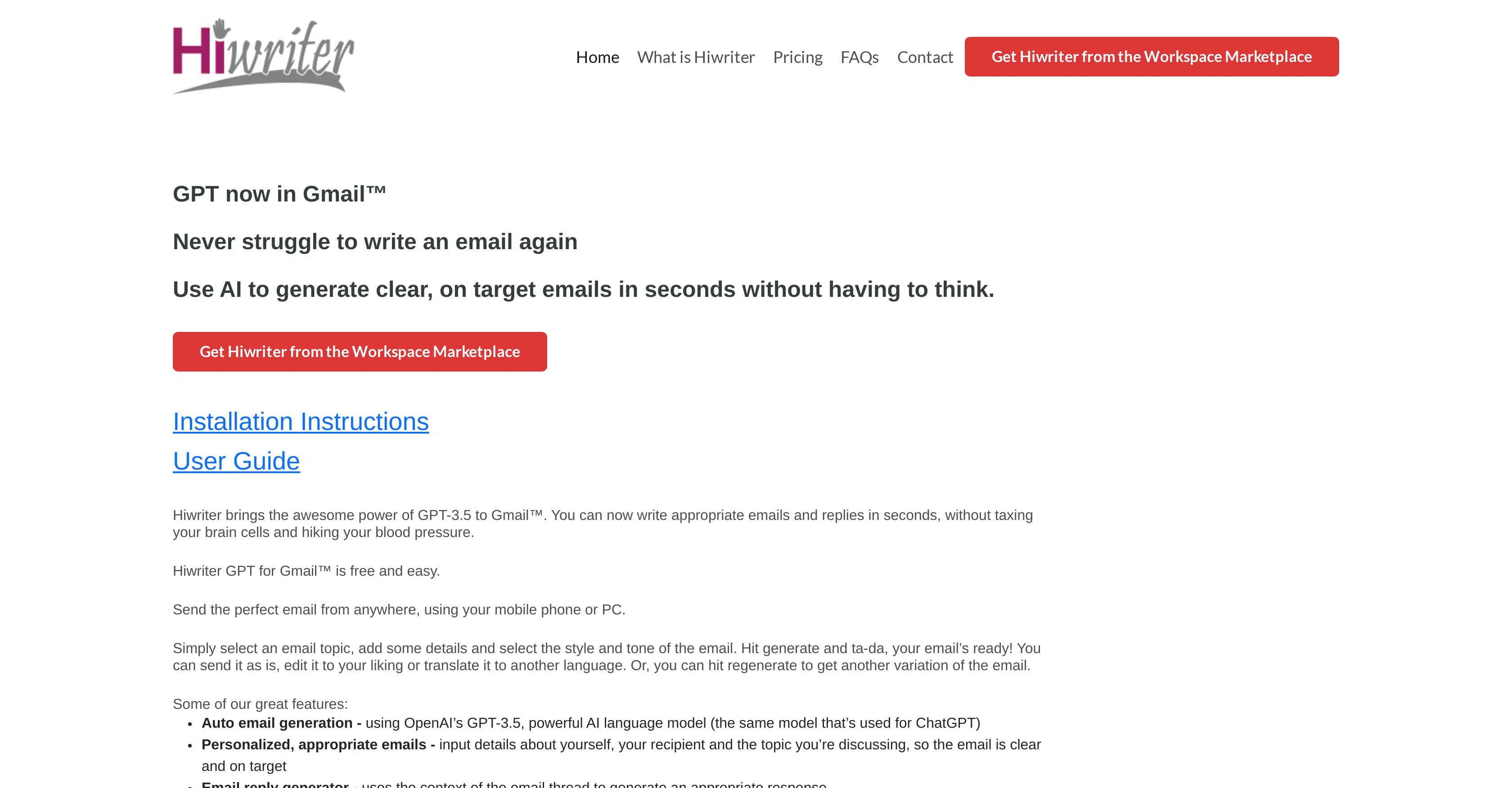 Hiwriter screenshot