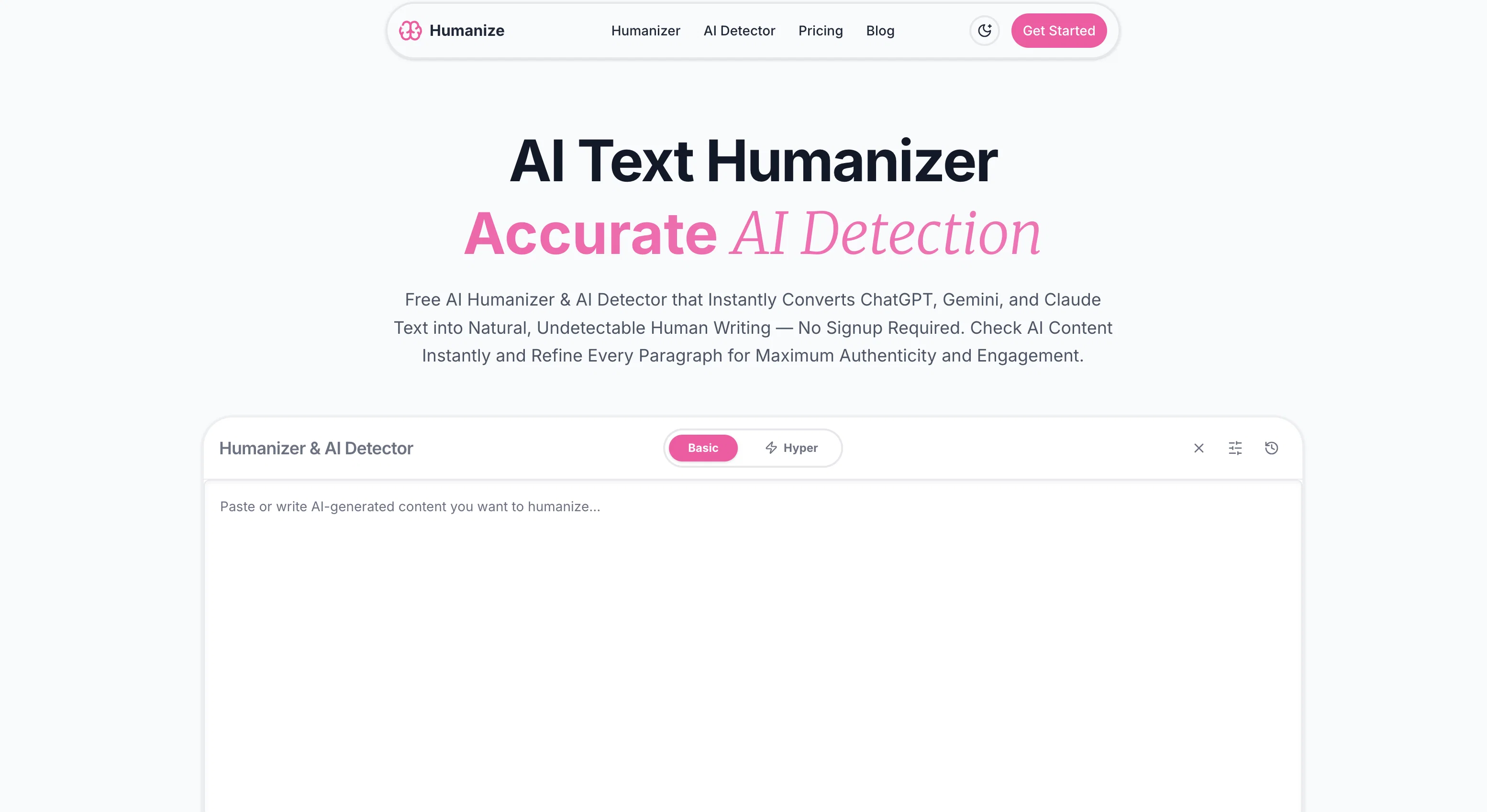 Humanize screenshot