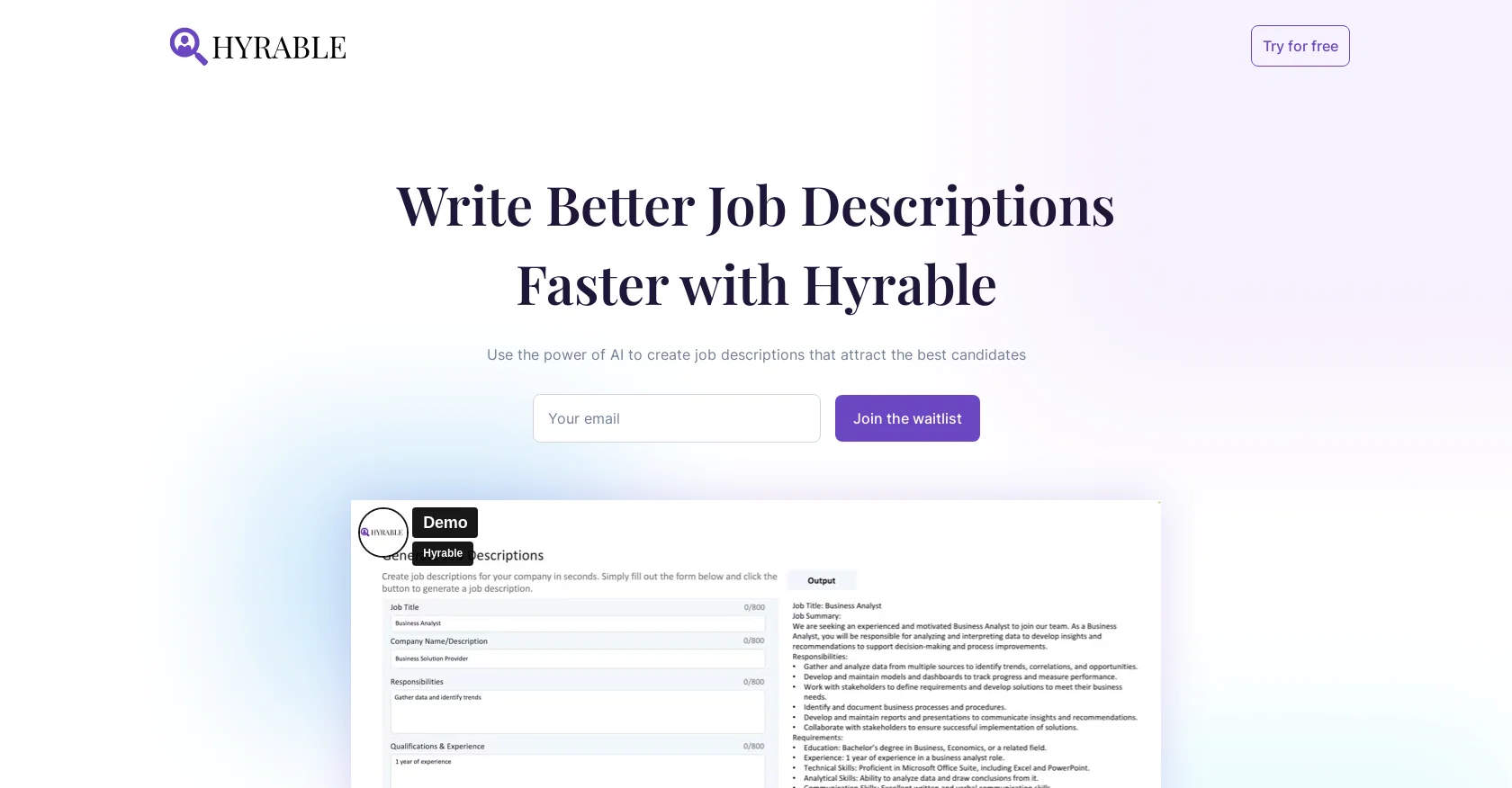 Hyrable screenshot