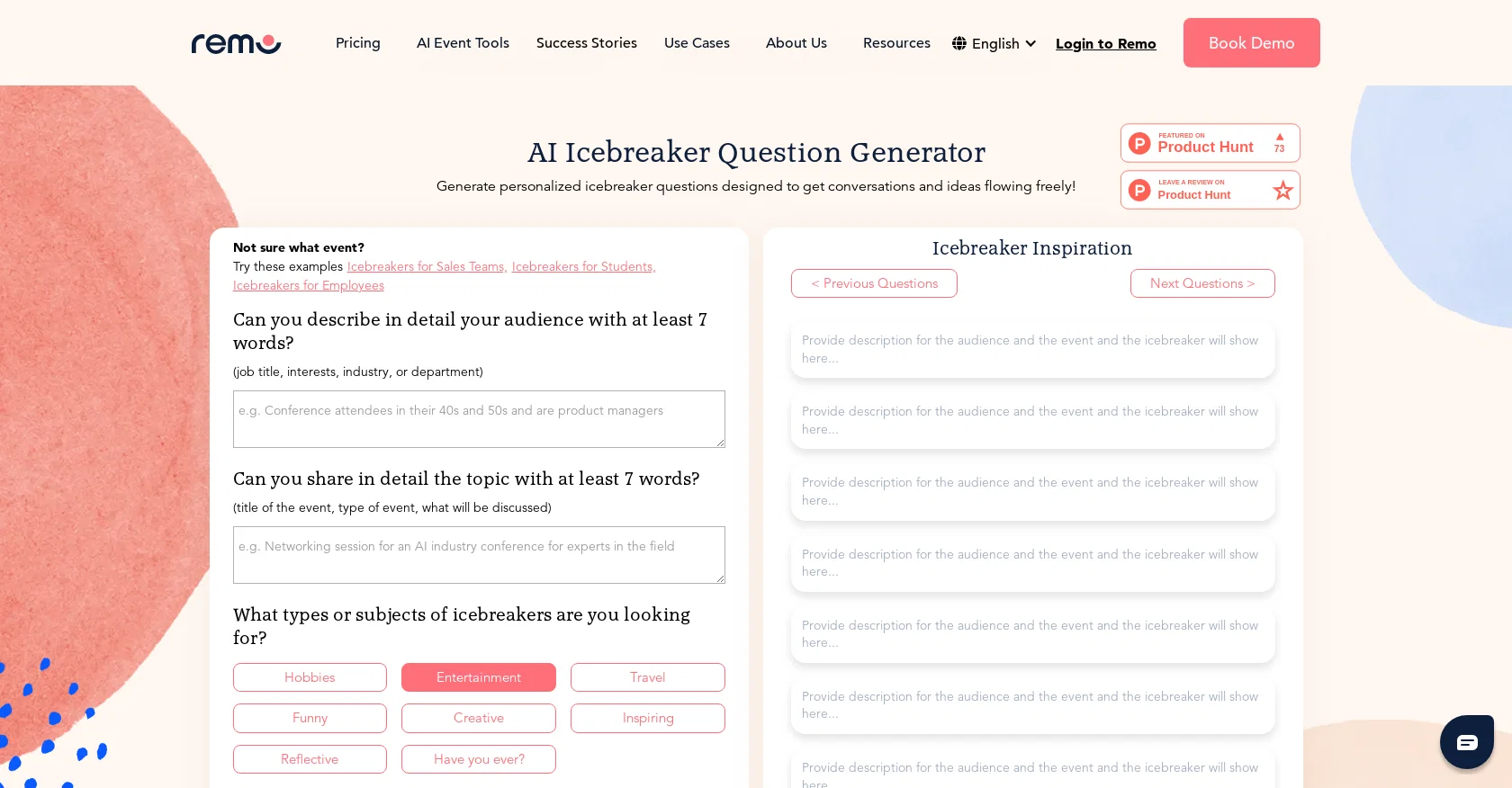 Icebreaker Question Generator screenshot