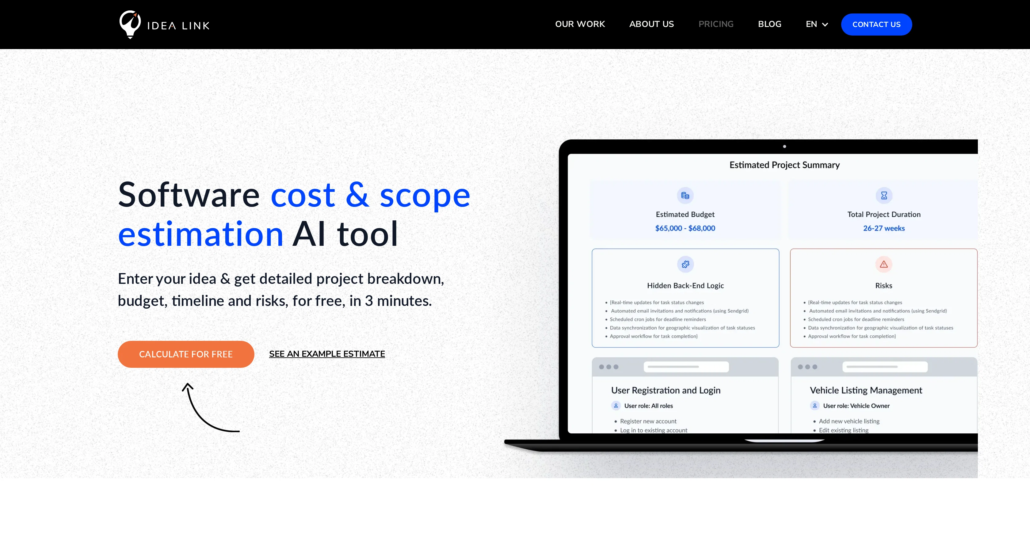 AI Software Cost Estimator screenshot