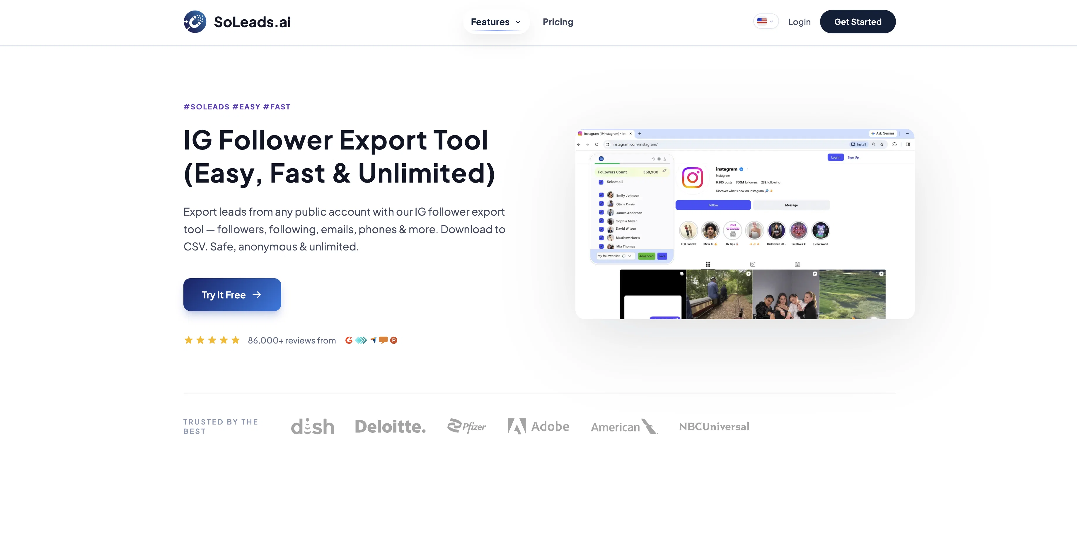 IG Follower Export Tool - SoLeads.ai screenshot