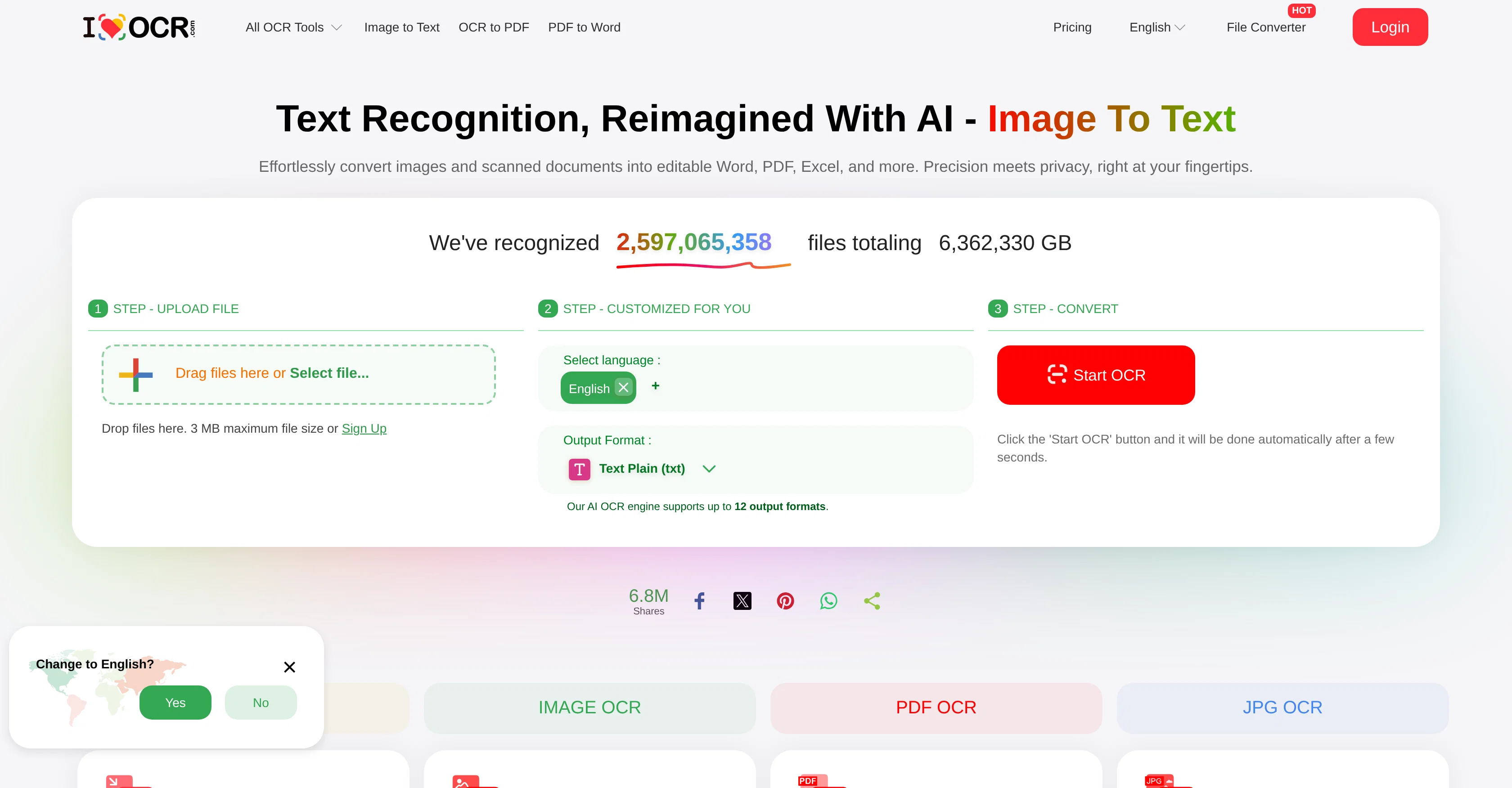 iLoveOCR screenshot