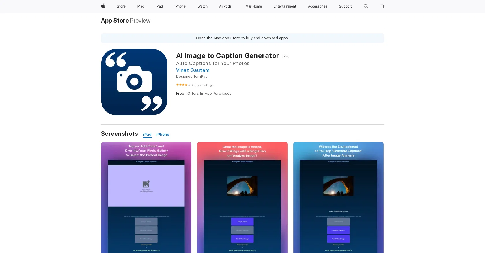 Image to Caption Generator screenshot