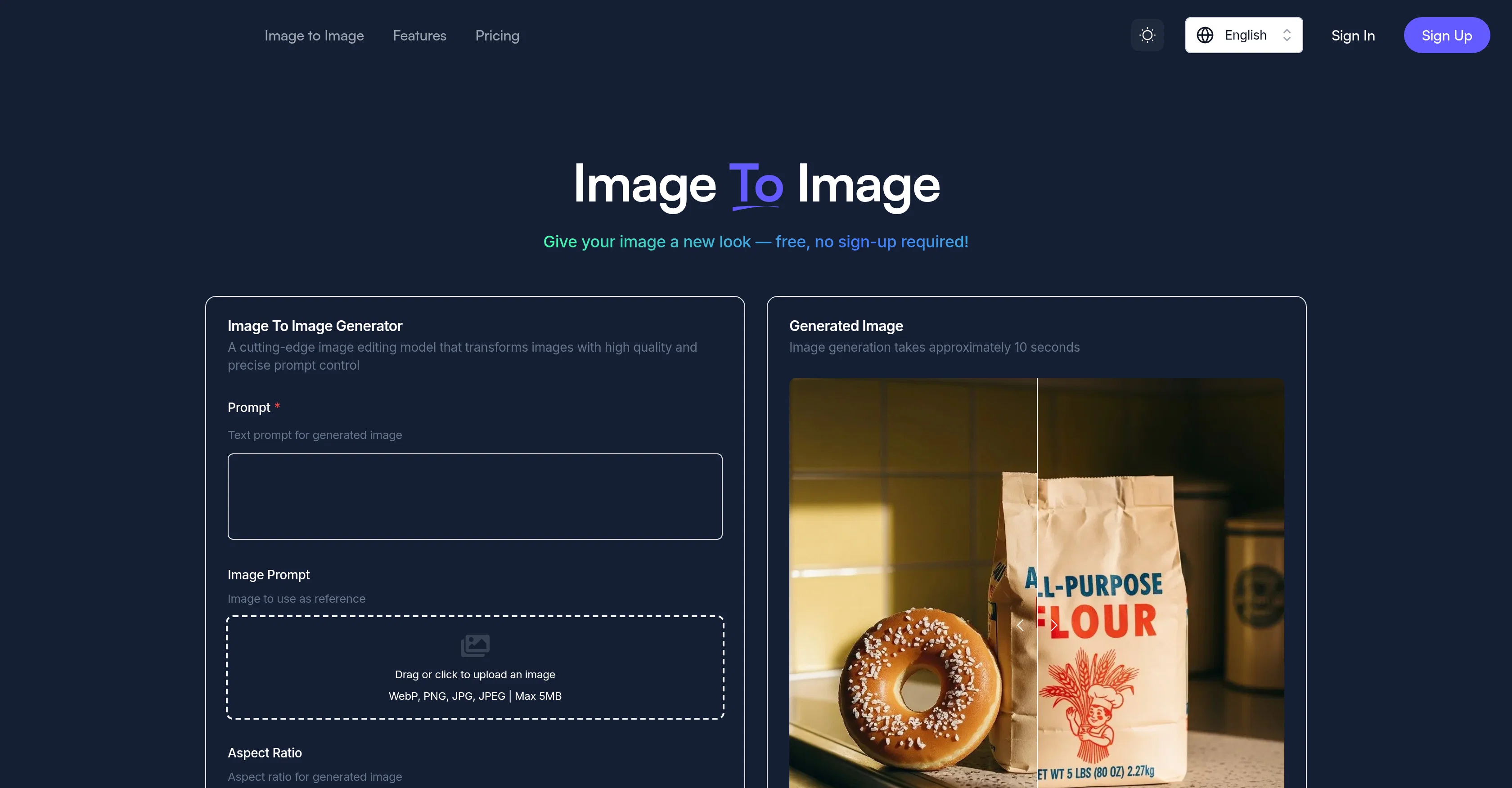 Image to Image.tech screenshot