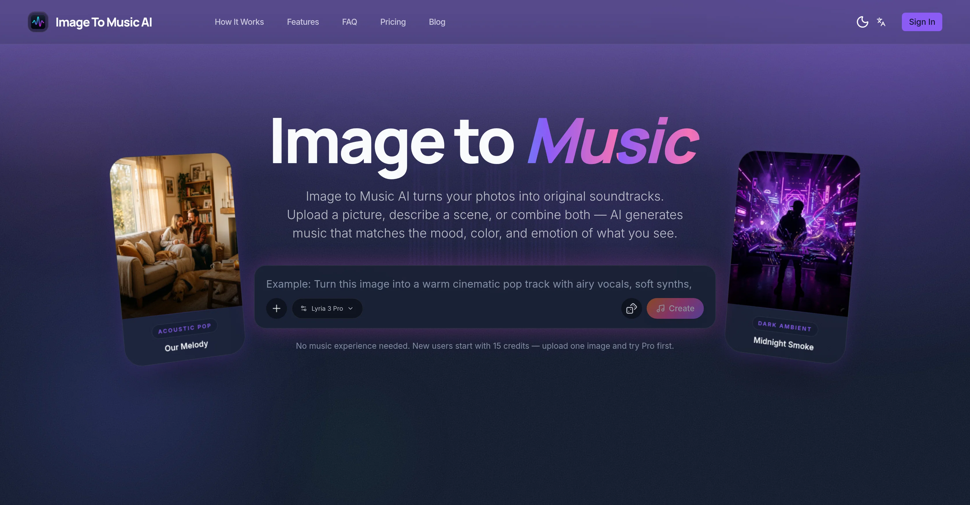 Image to Music AI.com screenshot