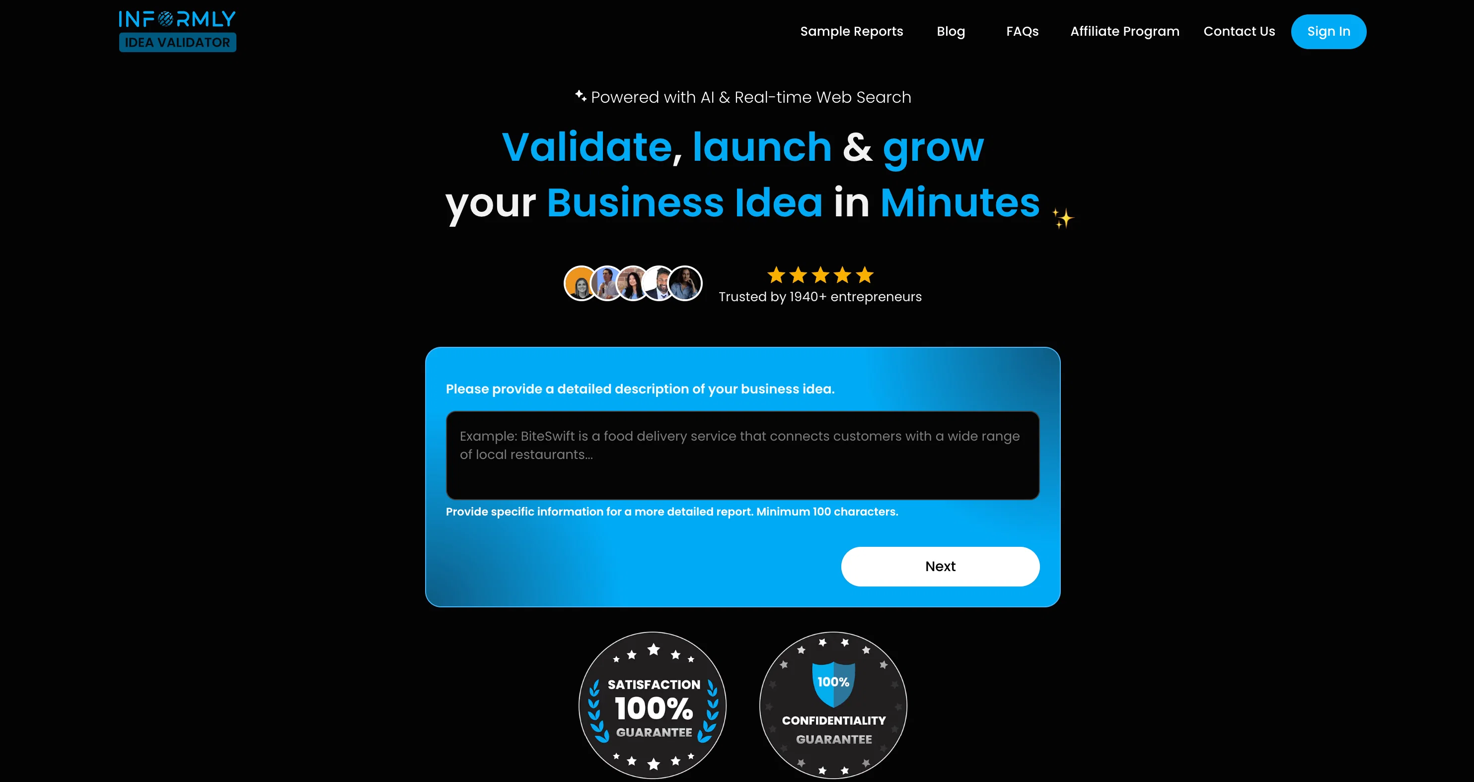 Informly Idea Validatorv2.5 screenshot