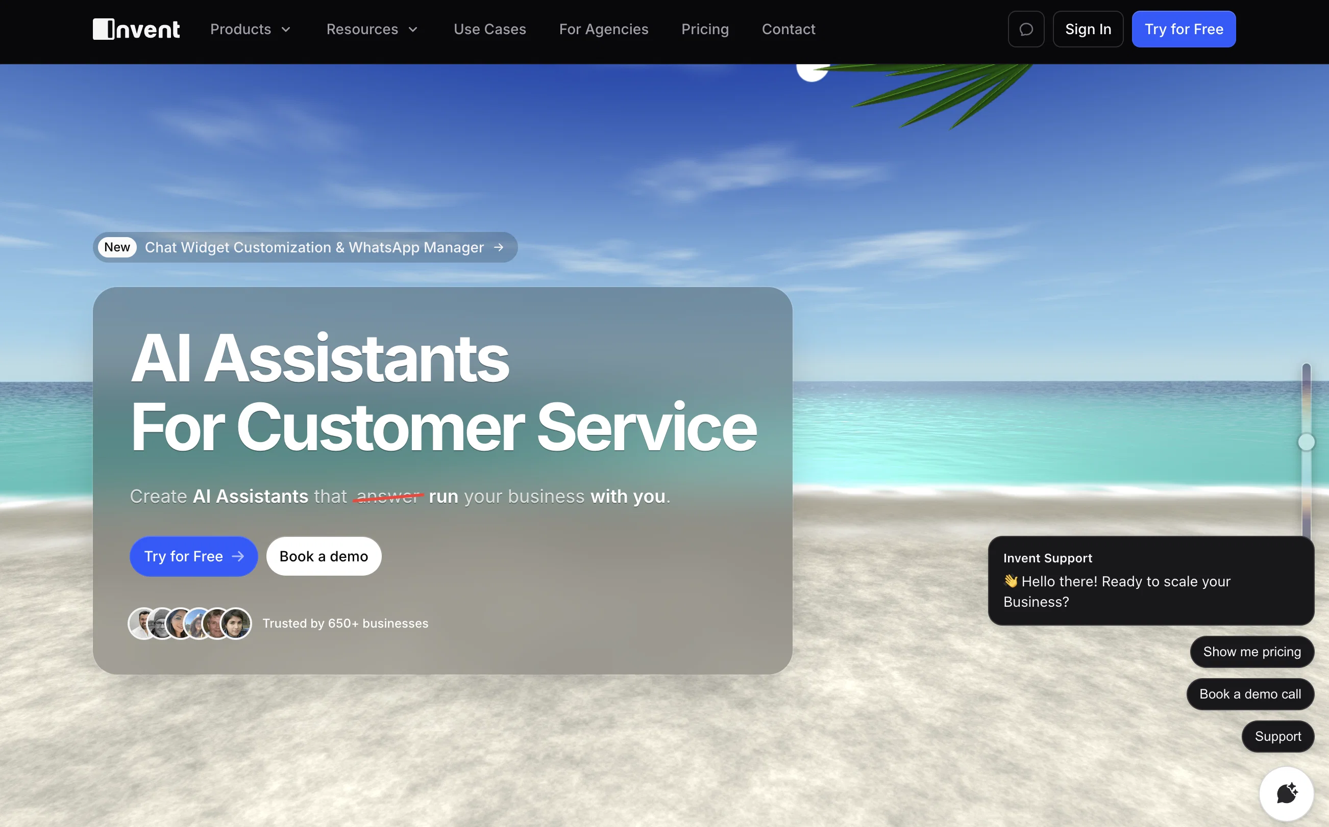 Invent | AI Customer Support Agents for any channelv3.0 screenshot
