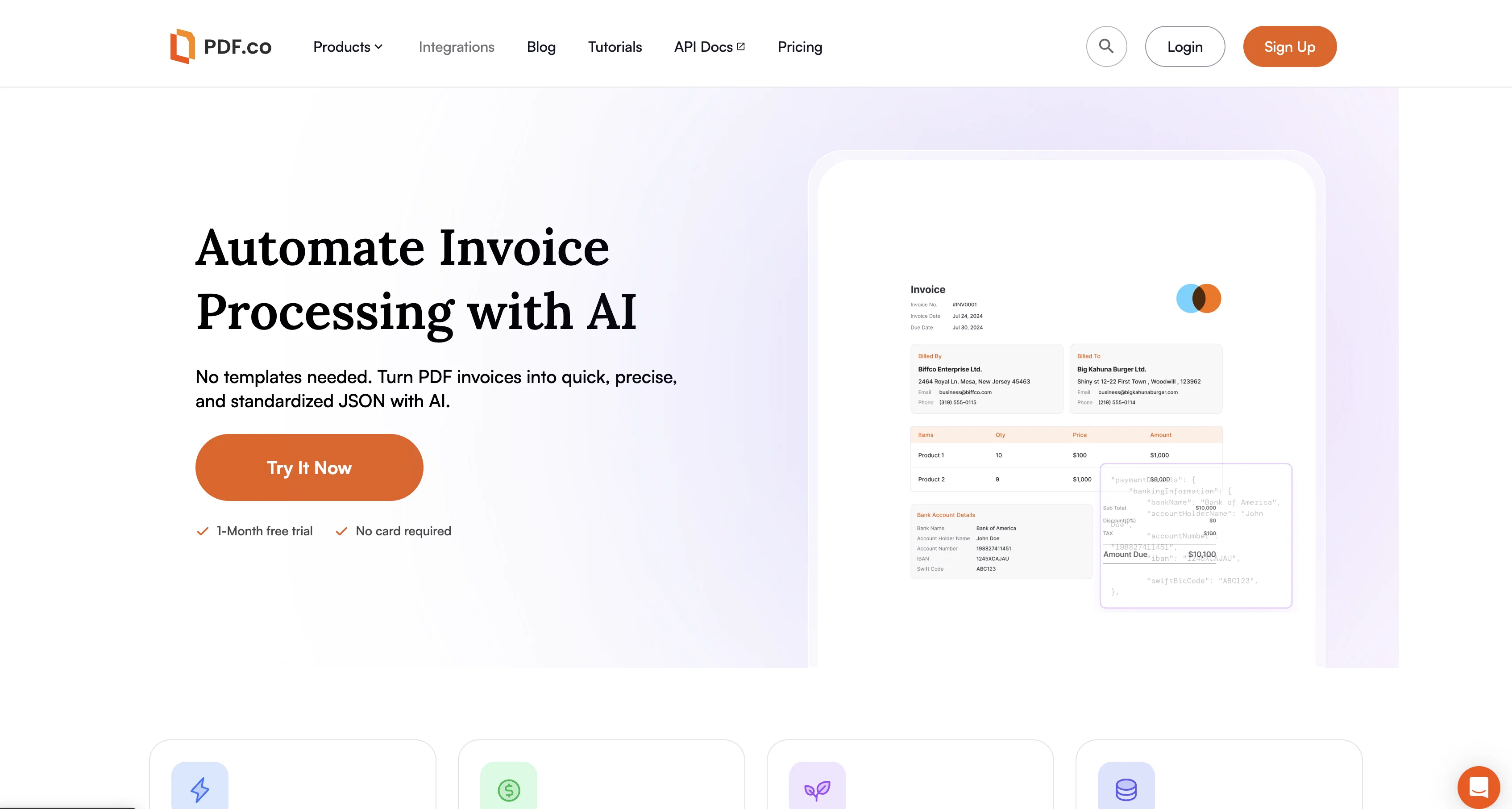 Invoice Parsing by PDF.co screenshot