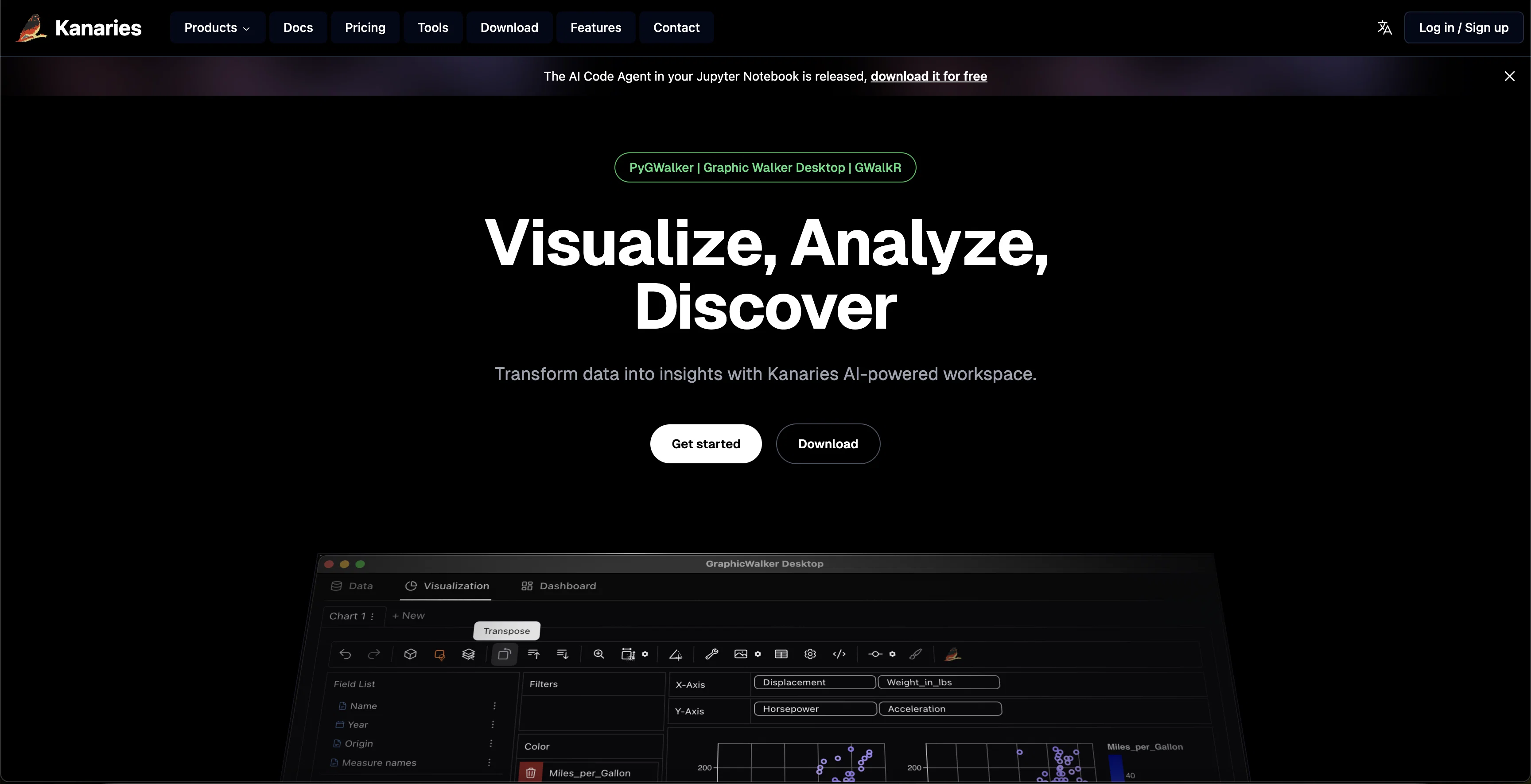 Kanaries screenshot