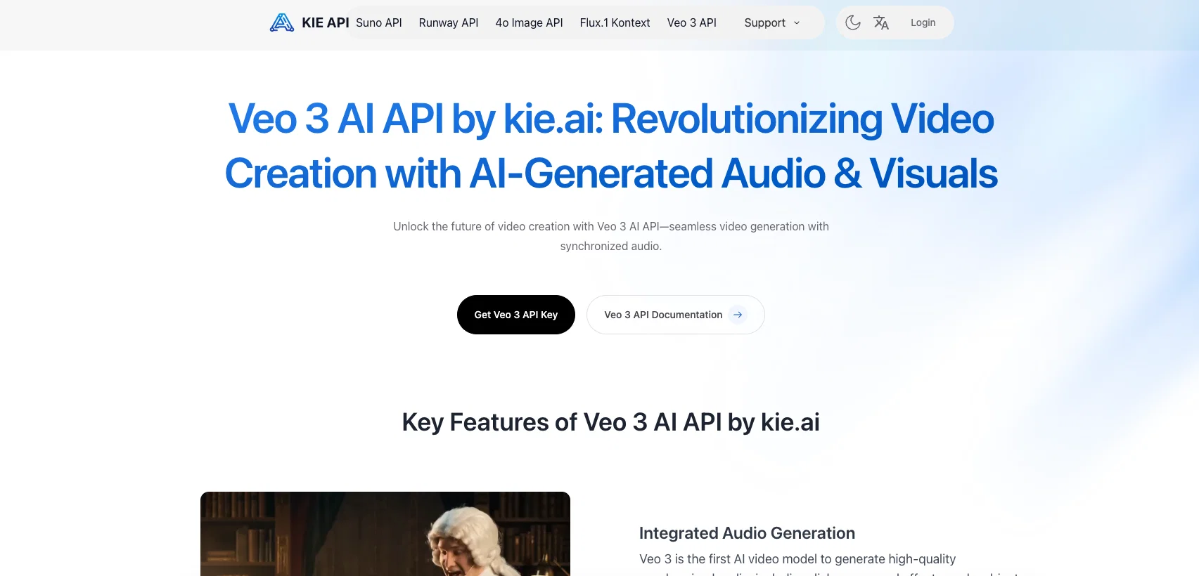 Kie.ai Veo 3 API screenshot