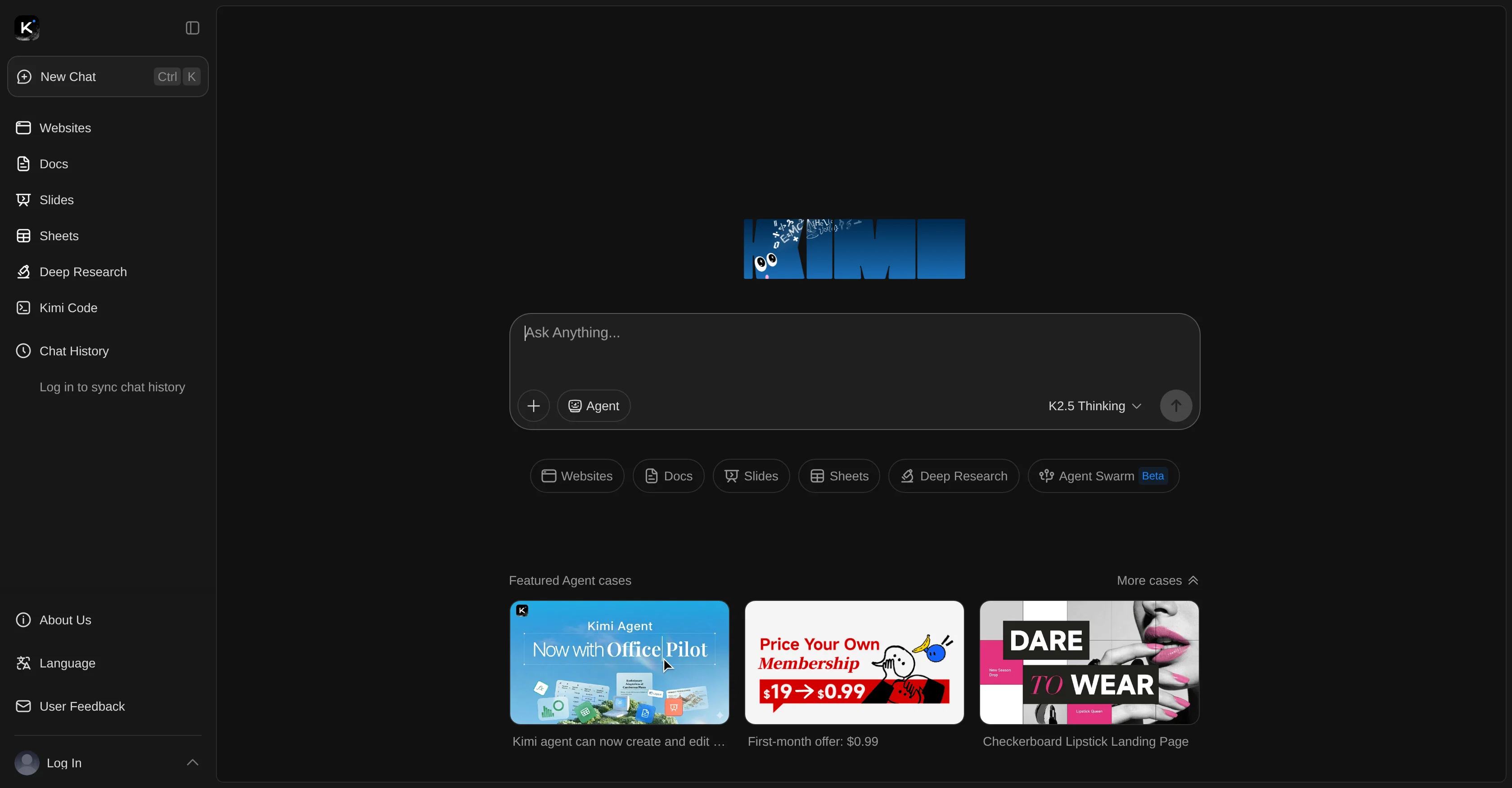 Kimi AIv2.5 screenshot